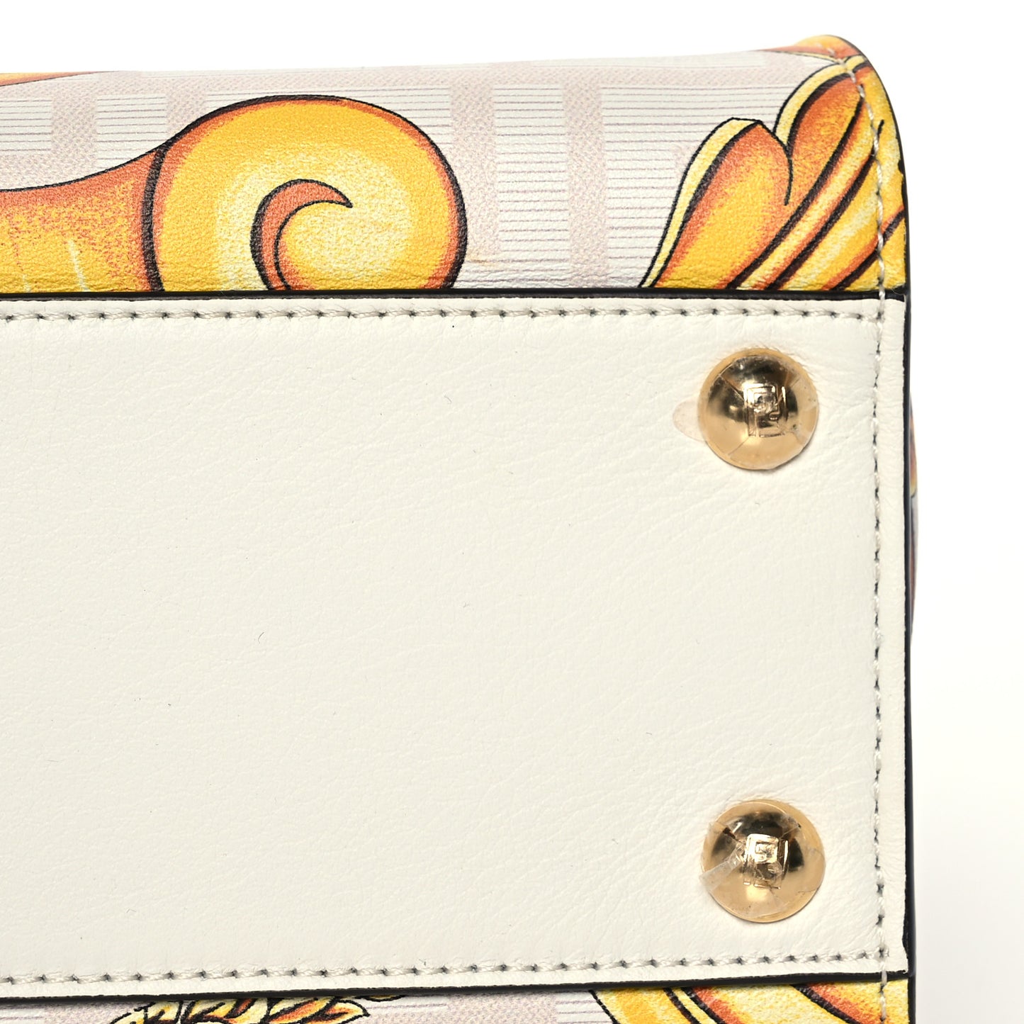 X VERSACE Vitello Seta Nappa Fendace FF Baroque Mini Peekaboo Iconic Satchel White Ice Gold