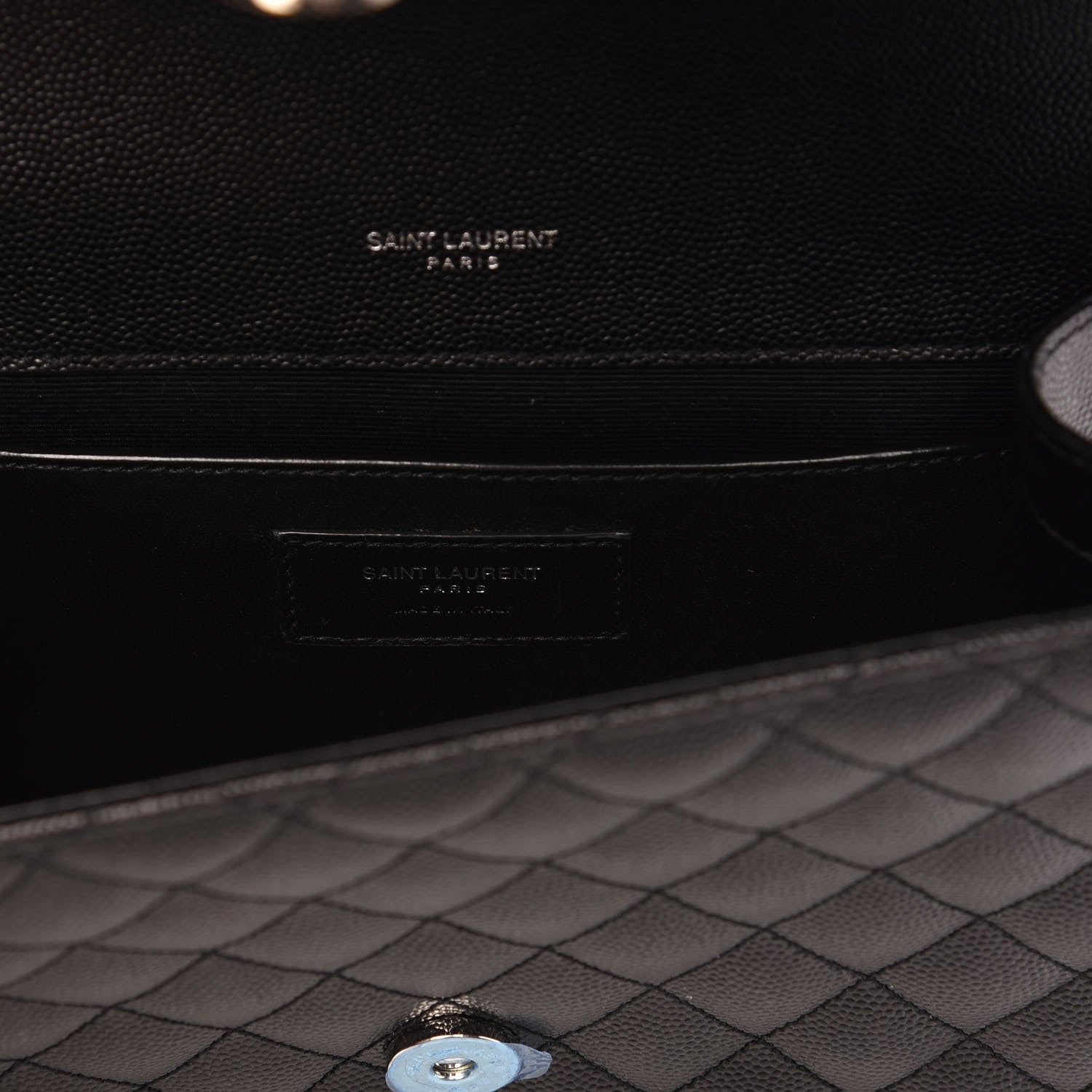 Saint Laurent Grain De Poudre Textured Mixed Matelasse Triquilt Medium Monogram Satchel Black 5 of 9