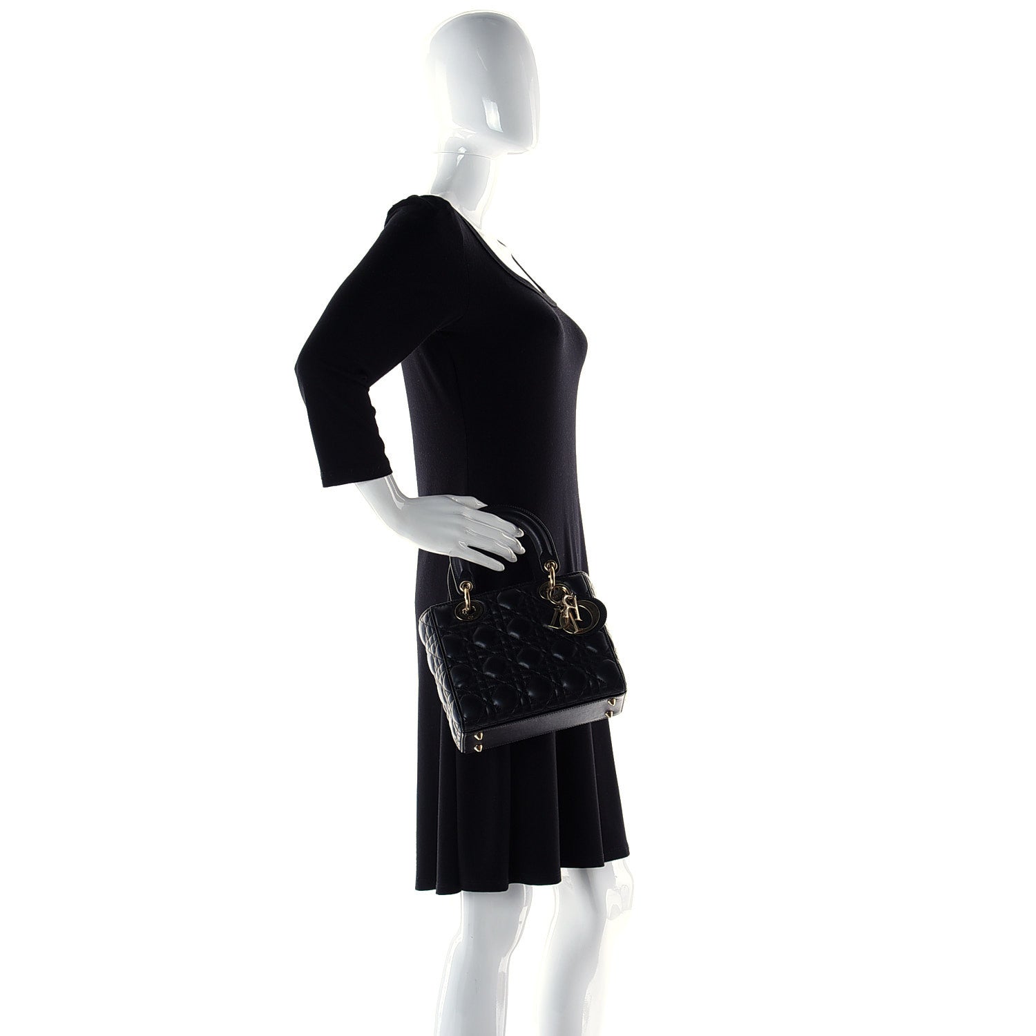 Christian Dior Lambskin Cannage Small My ABCDior Lady Dior Black 3 of 8