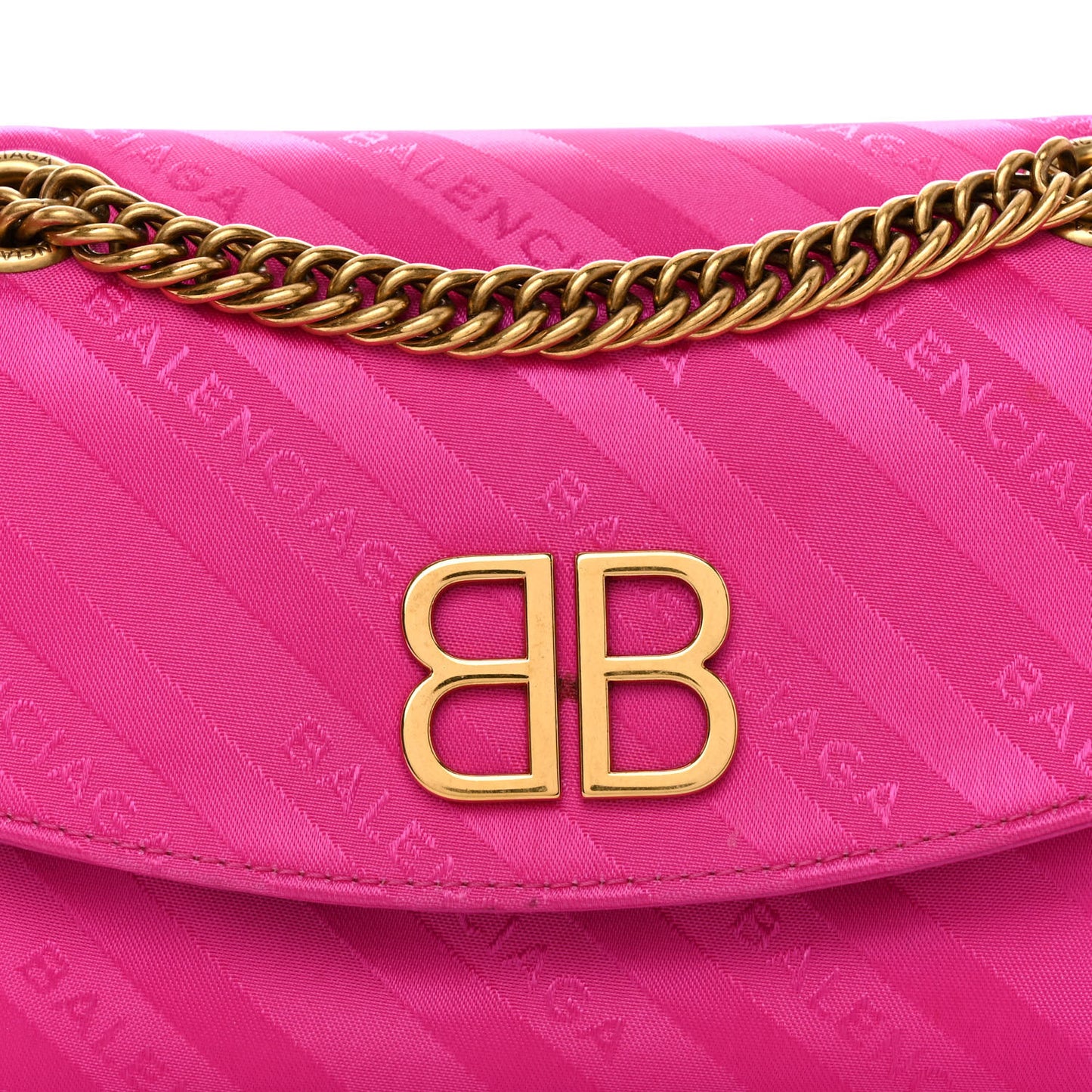 Nylon Jacquard Diagonal Logo S BB Round Shoulder Bag Rose Magenta