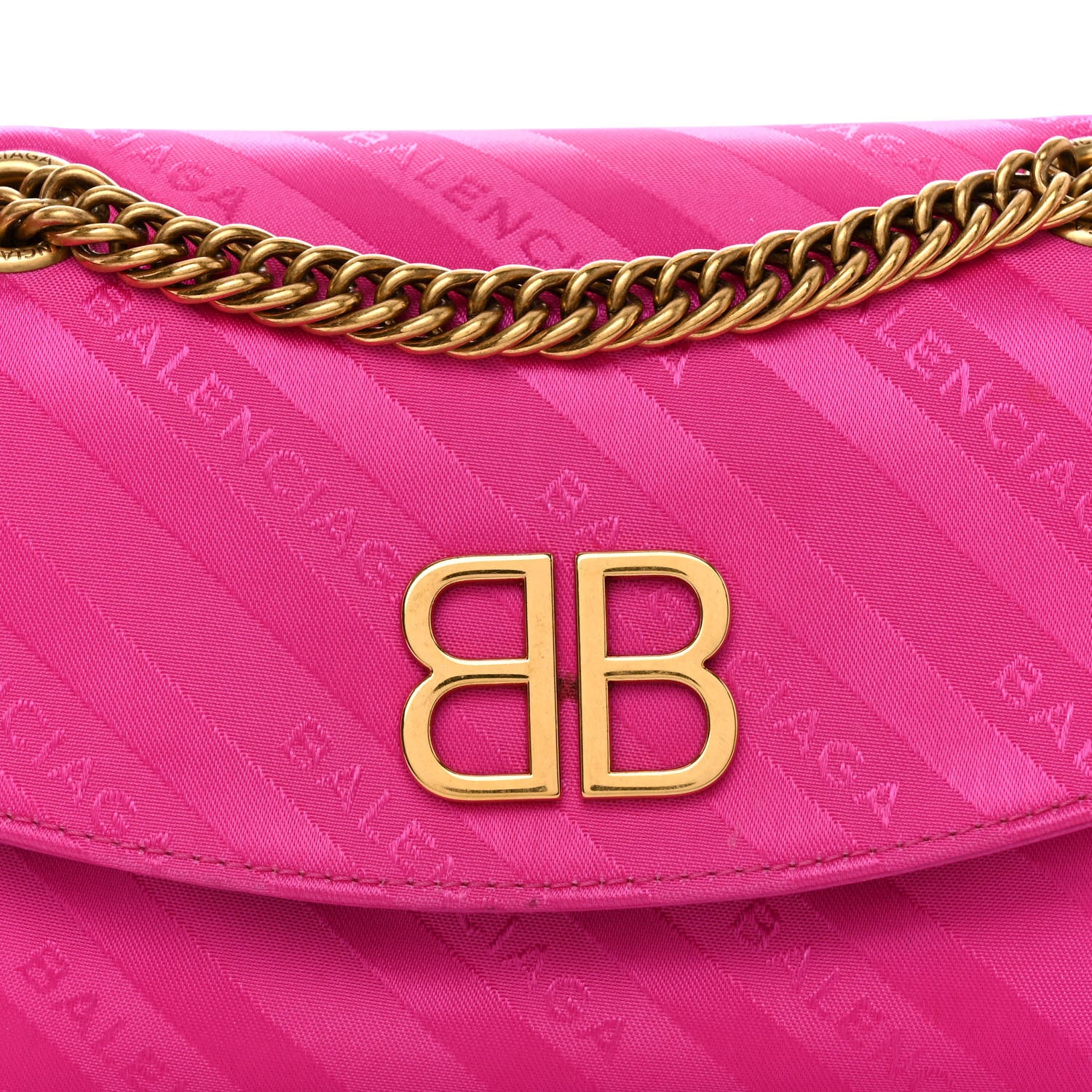 Balenciaga Nylon Jacquard Diagonal Logo S BB Round Shoulder Bag Rose Magenta 7 of 9