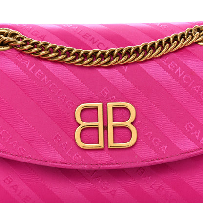 Balenciaga Nylon Jacquard Diagonal Logo S BB Round Shoulder Bag Rose Magenta 7 of 9