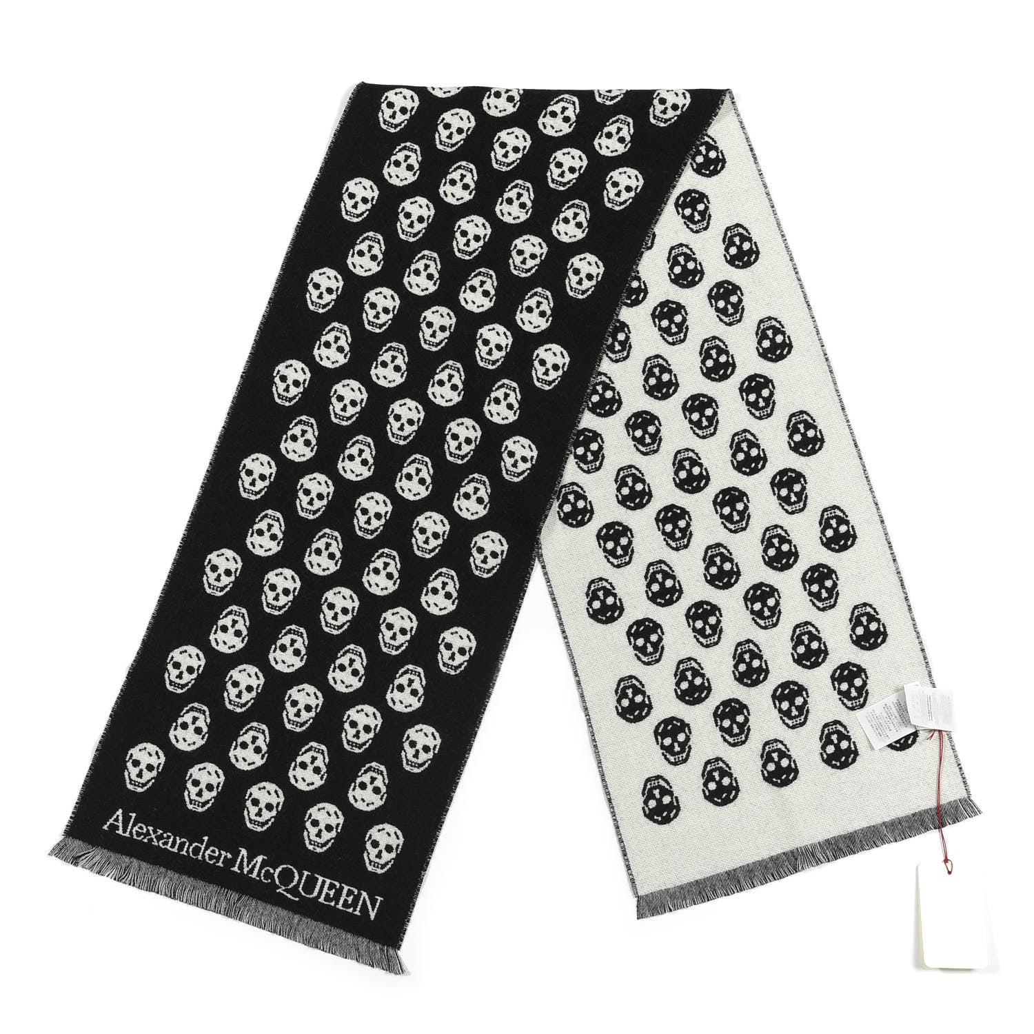 Alexander McQueen Wool Skull Scarf Black White 2 of 3