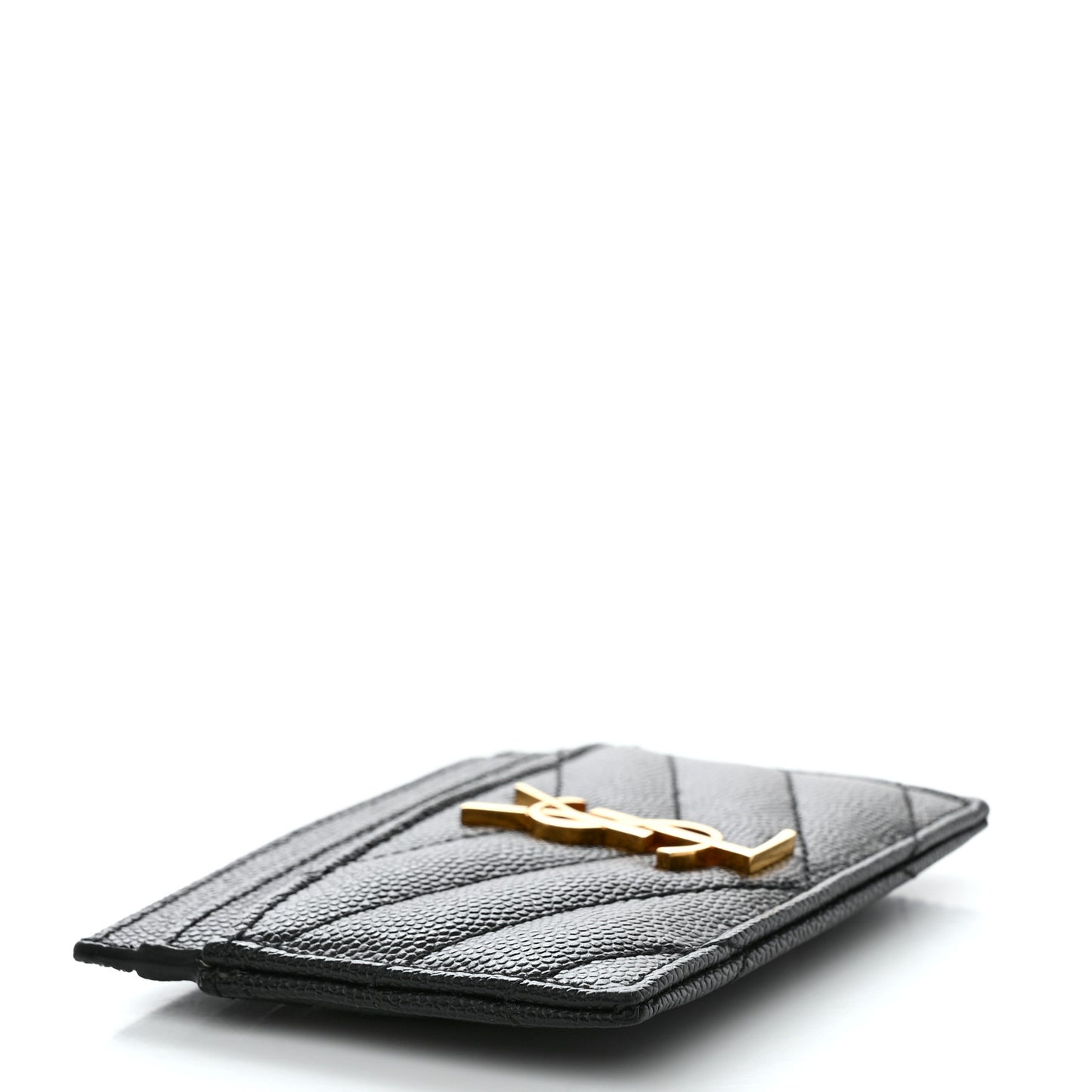 Grain De Poudre Matelasse Chevron Monogram Credit Card Case Black