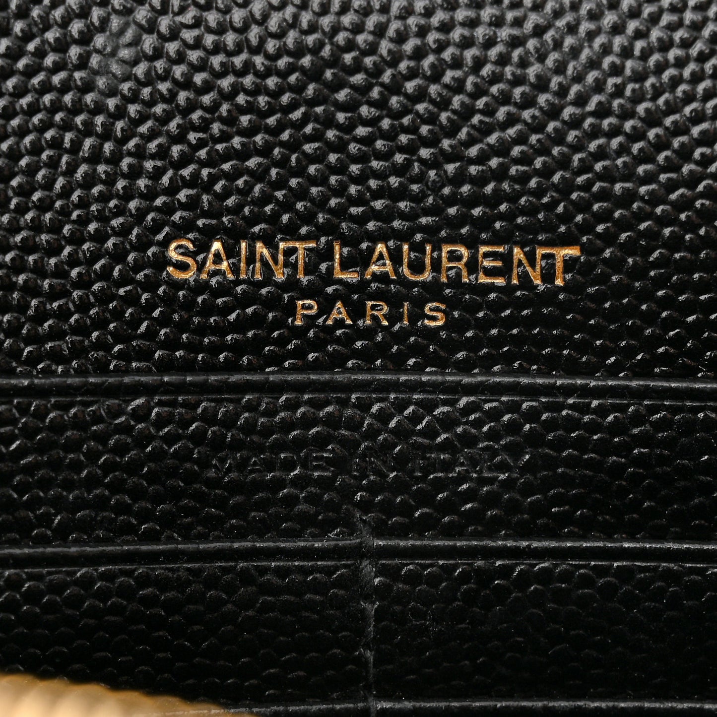 Grain De Poudre Matelasse Chevron Monogram Envelope Chain Wallet Black