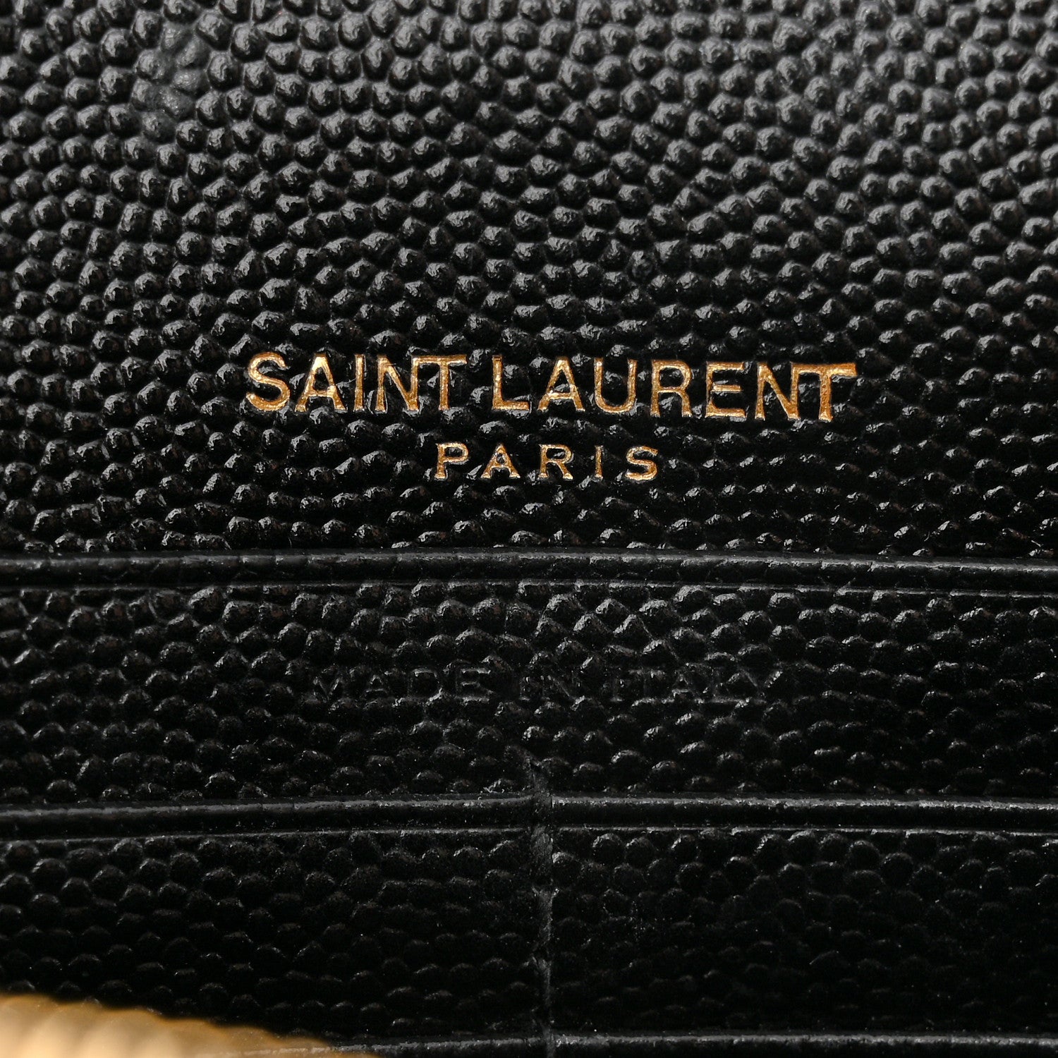 Saint Laurent Grain De Poudre Matelasse Chevron Monogram Envelope Chain Wallet Black 6 of 12