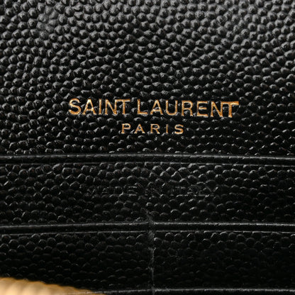 Saint Laurent Grain De Poudre Matelasse Chevron Monogram Envelope Chain Wallet Black 6 of 12