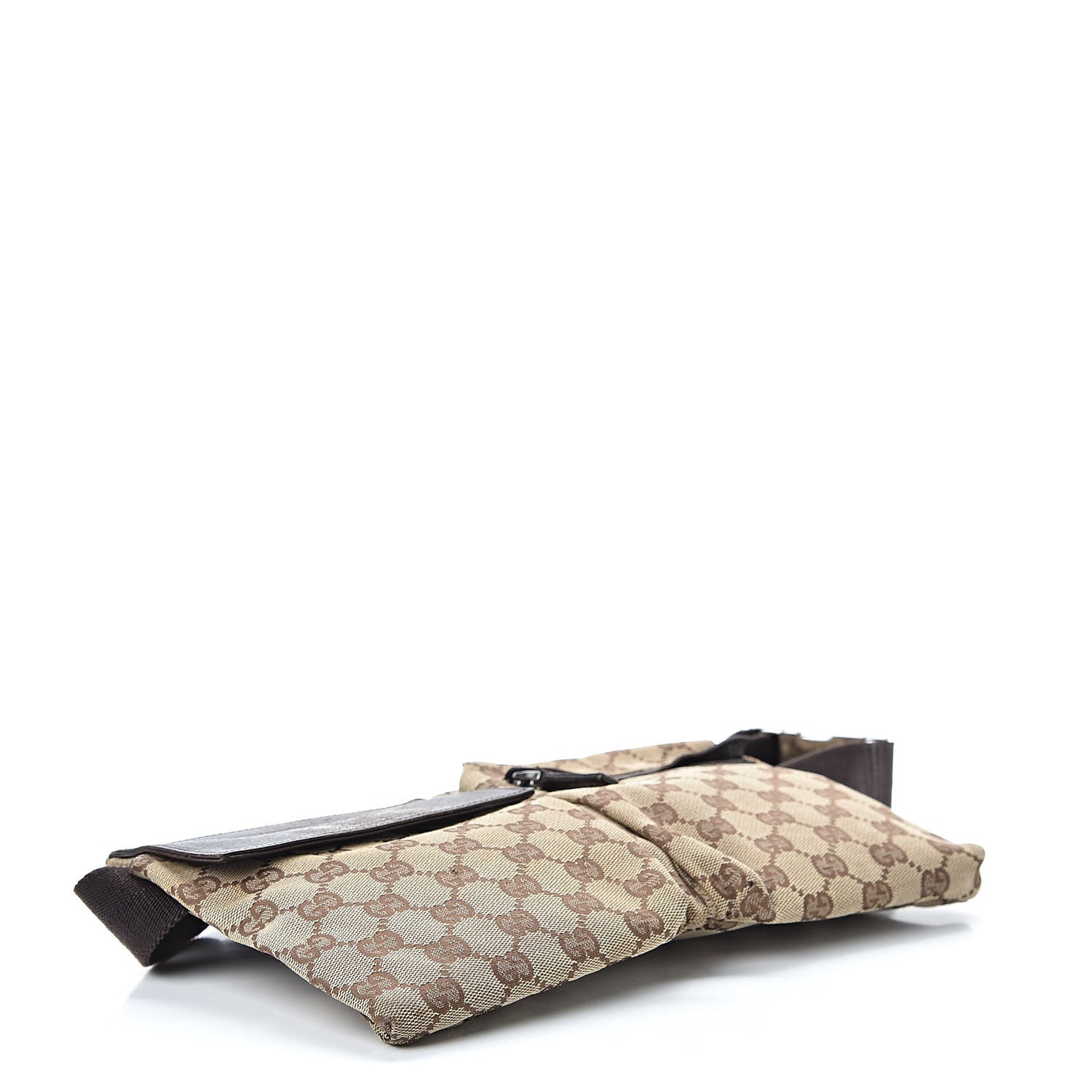 GG Monogram Double Pocket Belt Bag Dark Brown