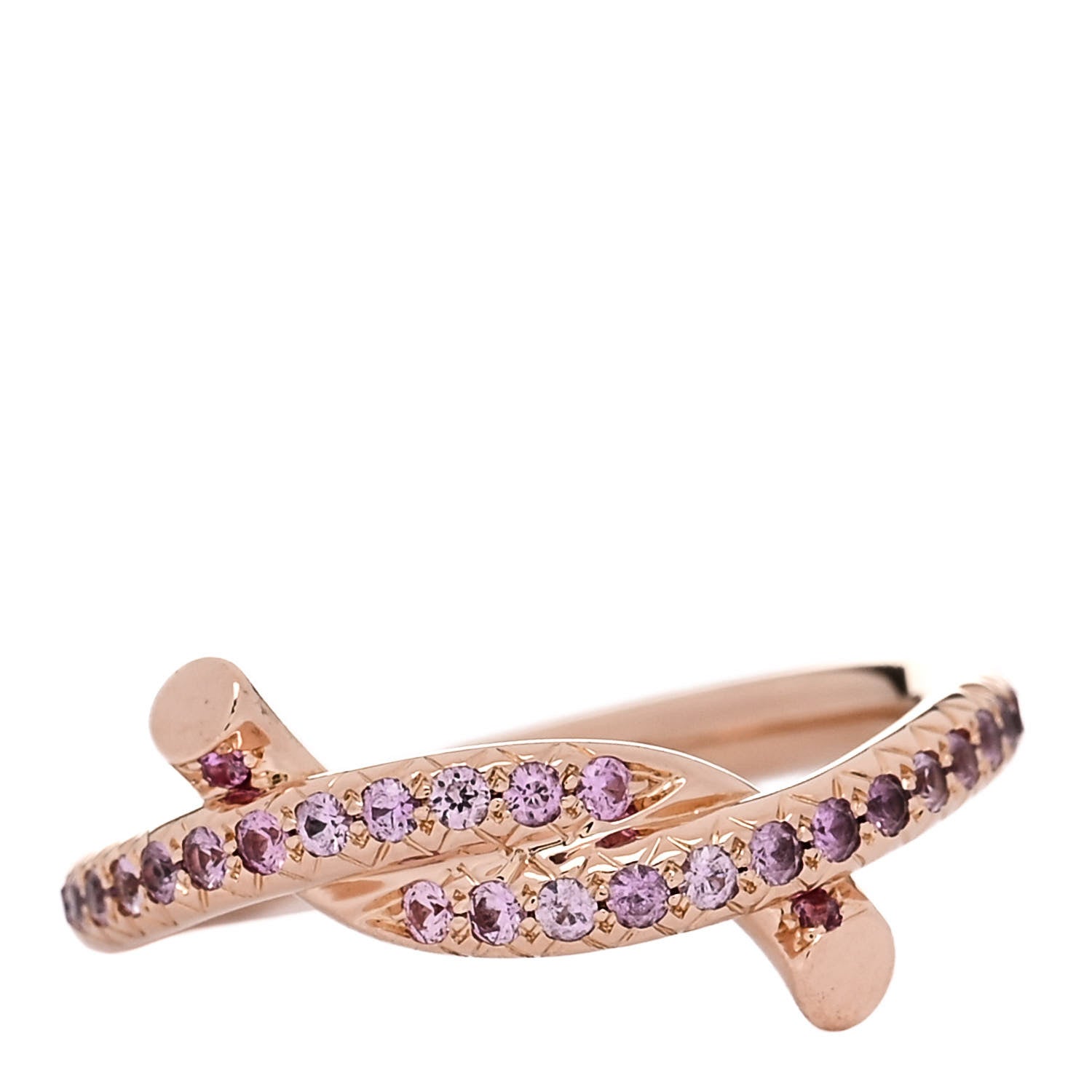 Cartier 18K Pink Gold Pink Sapphire Entrelaces Ring 48 4.5 1 of 6