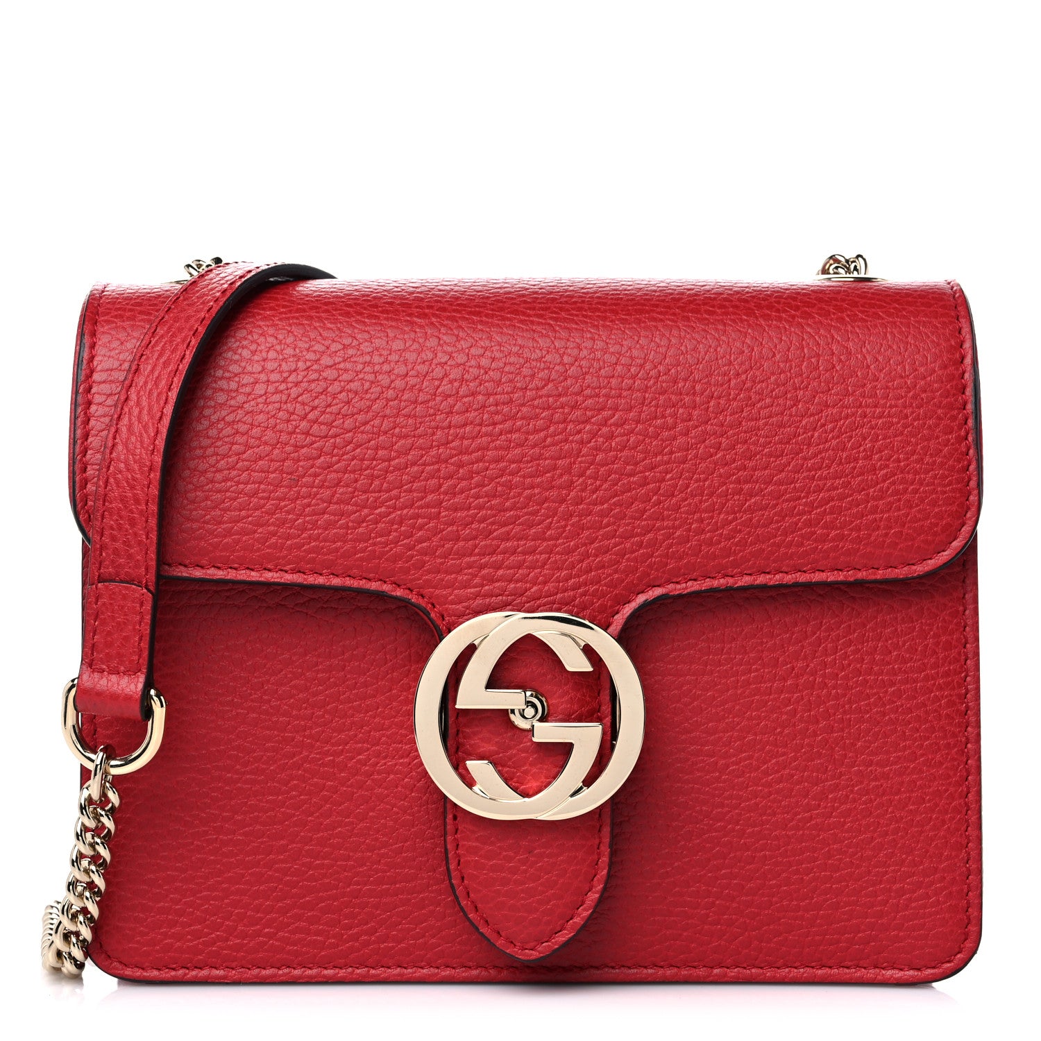 Gucci Dollar Calfskin Small Interlocking G Shoulder Bag Red 1 of 13