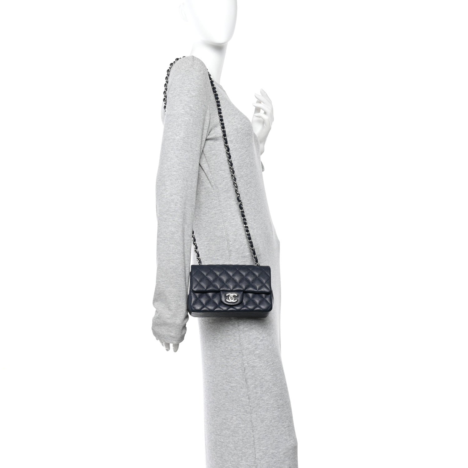 Chanel Caviar Quilted Mini Rectangular Flap Navy 2 of 10