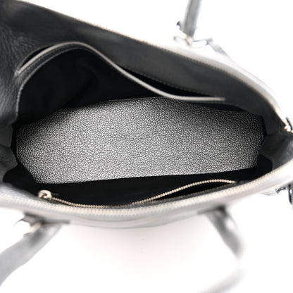 Balenciaga Metallic Calfskin LED Logo Projector Top Handle Bag Silver 5 of 17