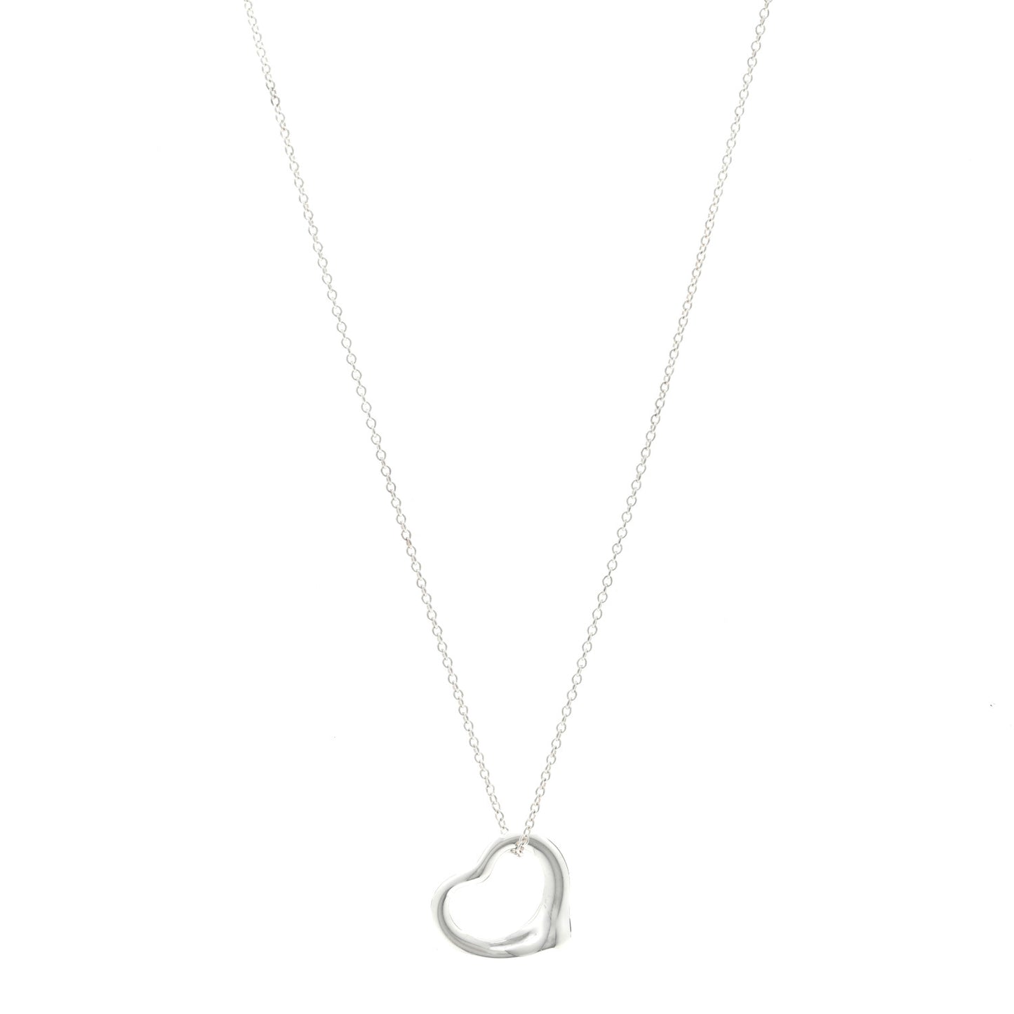 Sterling Silver 16mm Elsa Peretti Open Heart Pendant Necklace