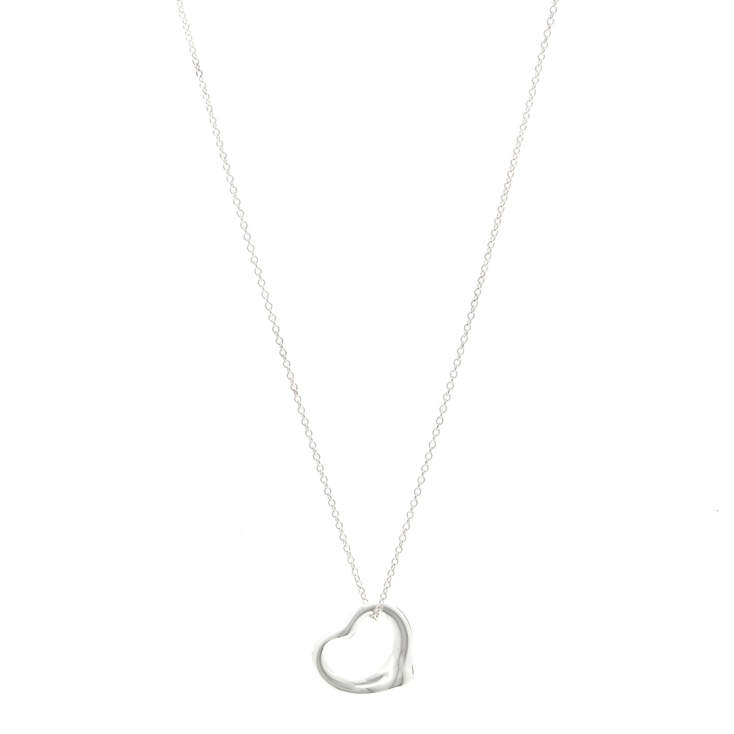 Tiffany Sterling Silver 16mm Elsa Peretti Open Heart Pendant Necklace 1 of 5