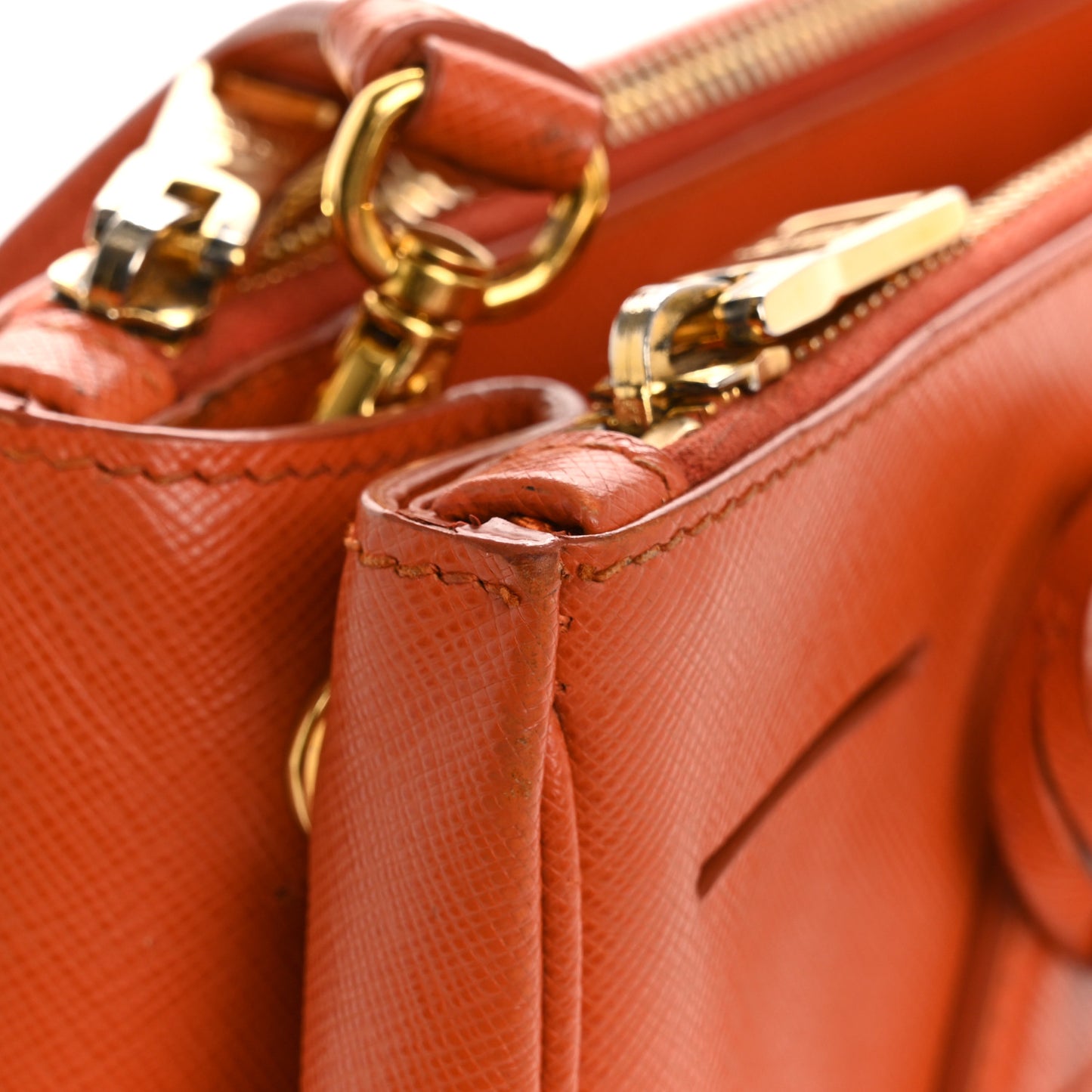 Saffiano Small Galleria Double Zip Tote Papaya