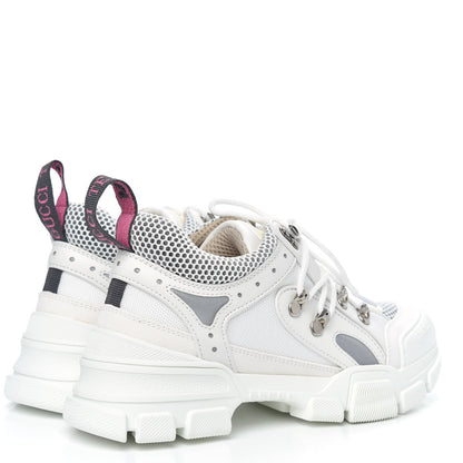 Gucci X SEGA Mesh Calfskin Suede Womens Flashtrek Sneakers 37 Great White 4 of 8