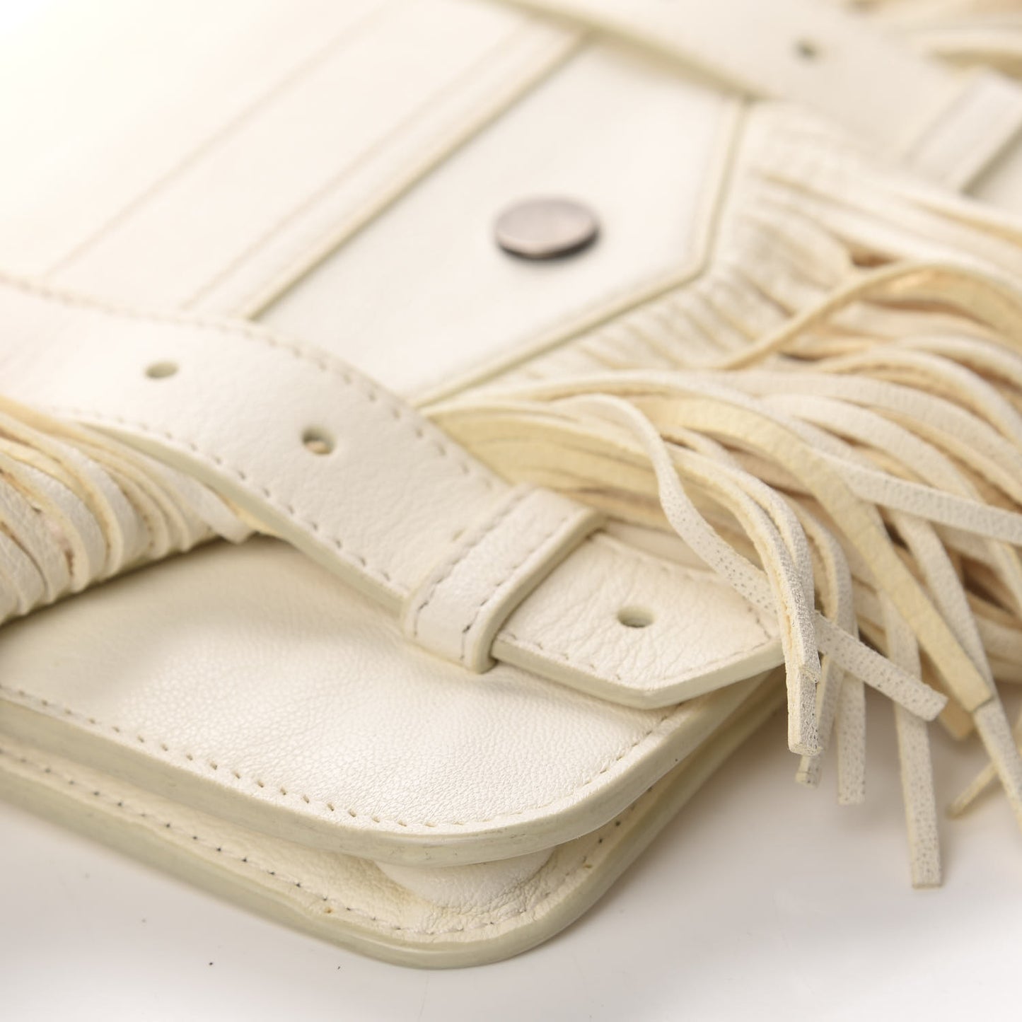 Lambskin Fringe PS1 Chain Wallet White