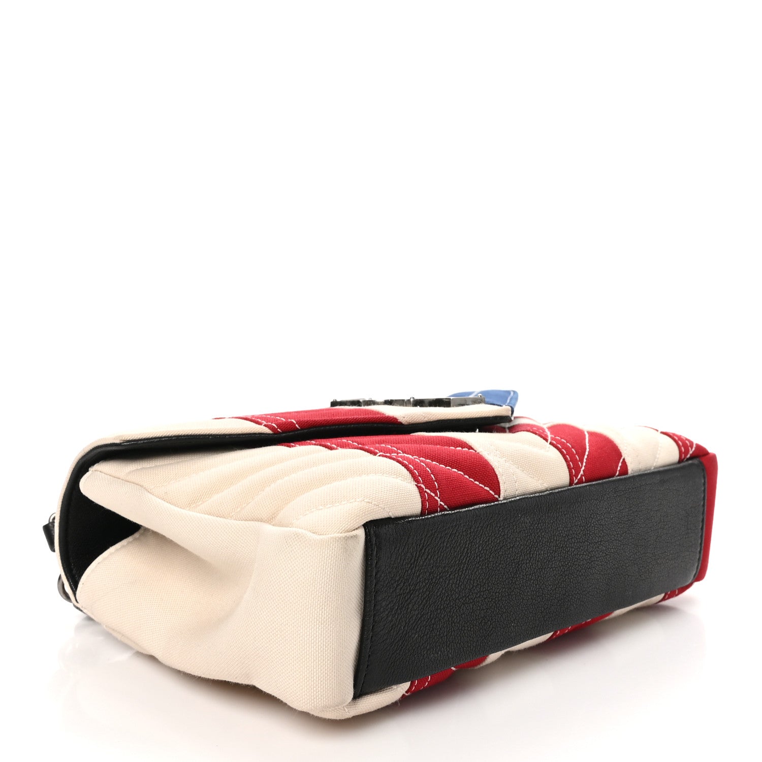 Saint Laurent Canvas Matelasse Chevron American Flag Monogram Medium College Bag Red Blue 4 of 10