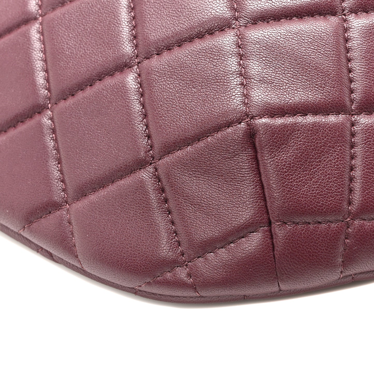 Shiny Lambskin Enamel Quilted Waist Bag Fanny Pack Burgundy