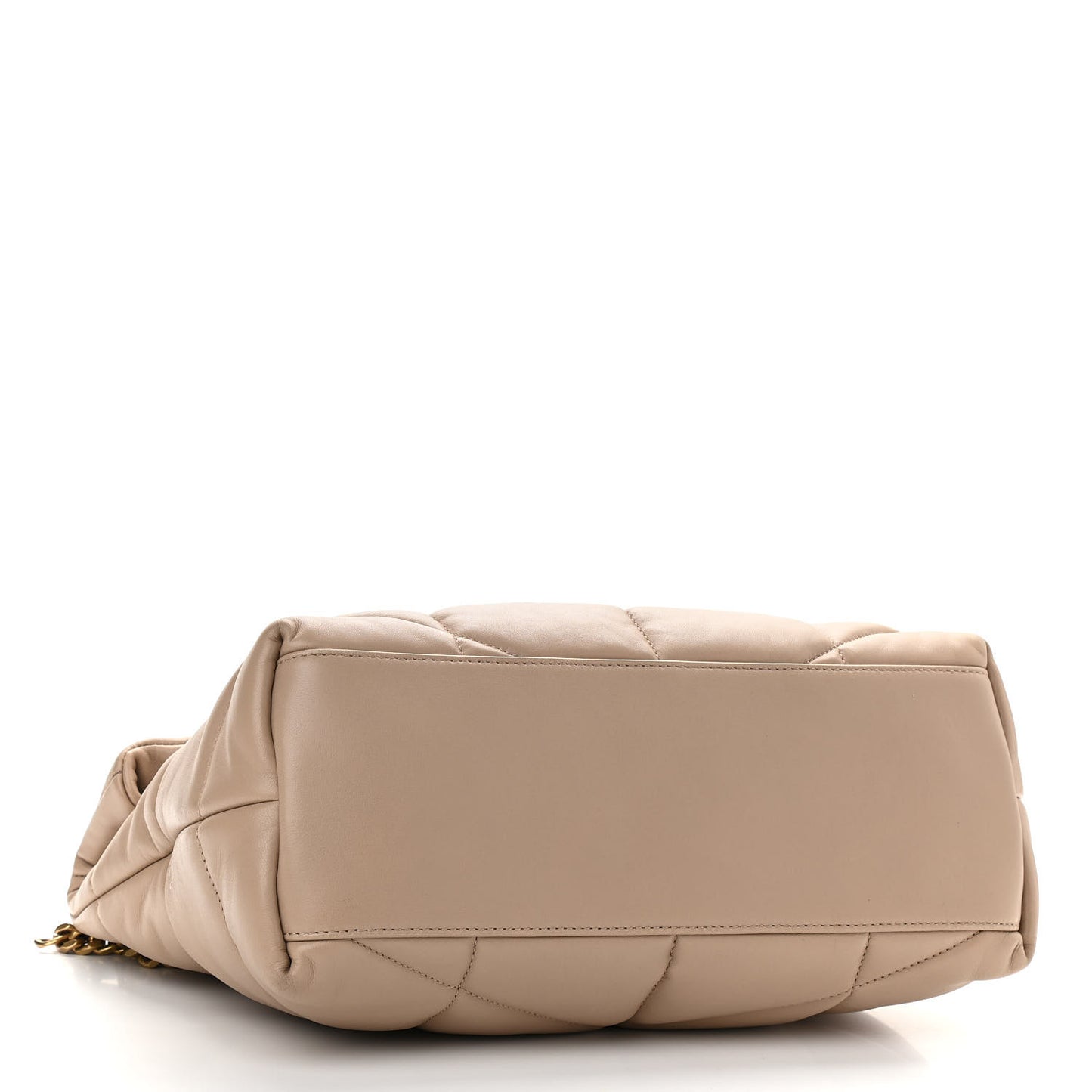 Lambskin Quilted Medium Loulou Puffer Monogram Chain Satchel Dark Beige