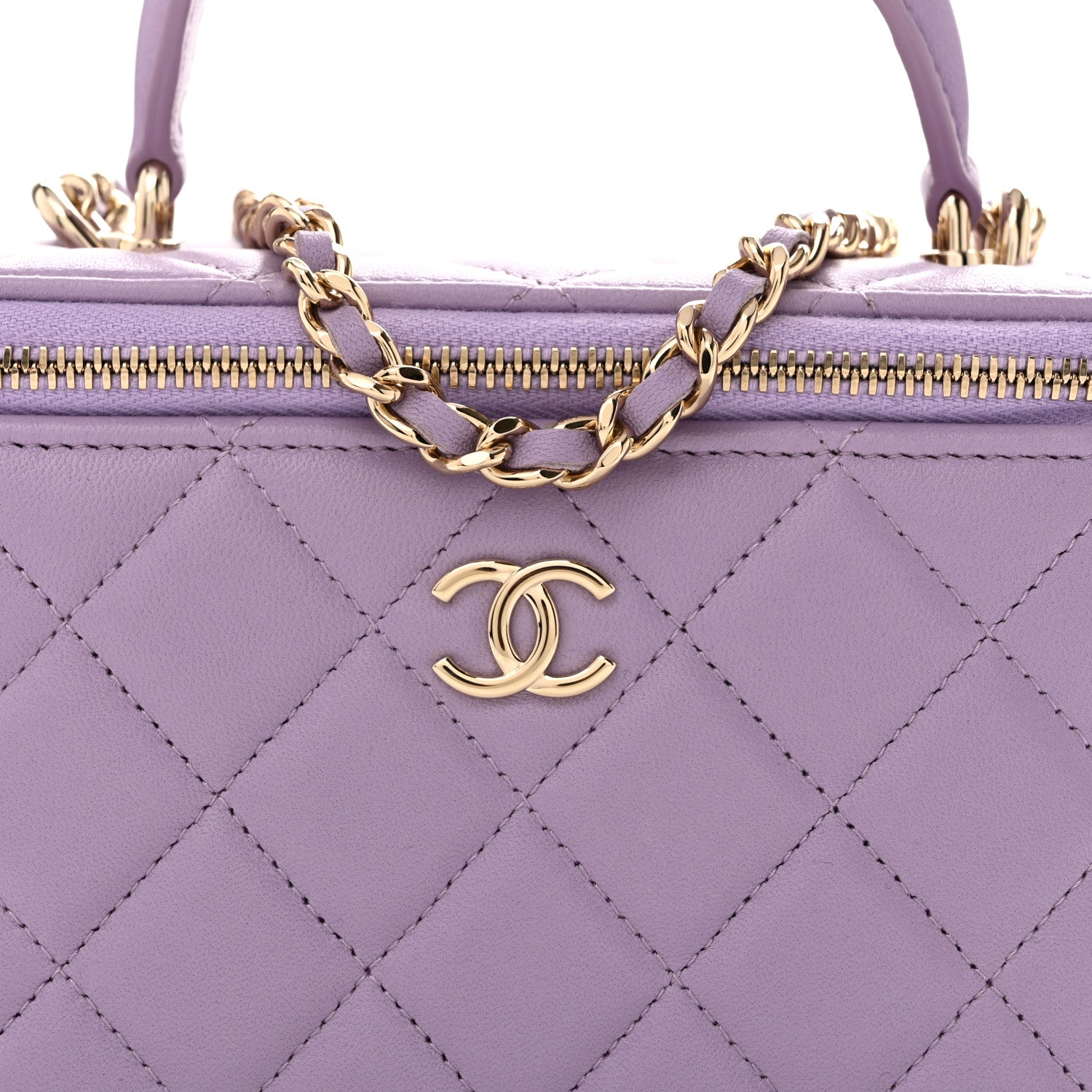 Chanel Lambskin Quilted Small Top Handle Vanity Case With Chain Light Purple 8 of 11