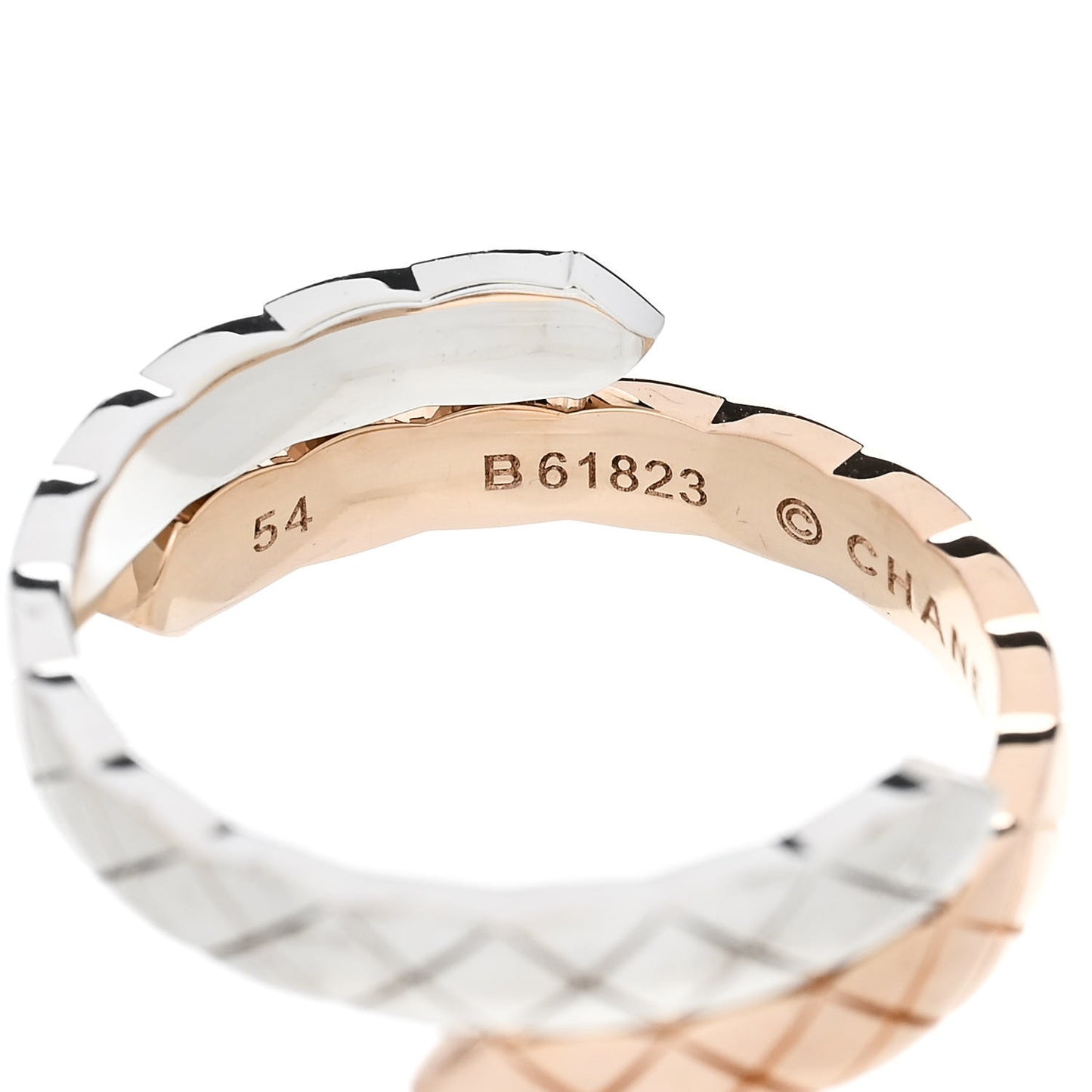 18K White Beige Gold Diamond Coco Crush Toi et Moi Ring 54 7