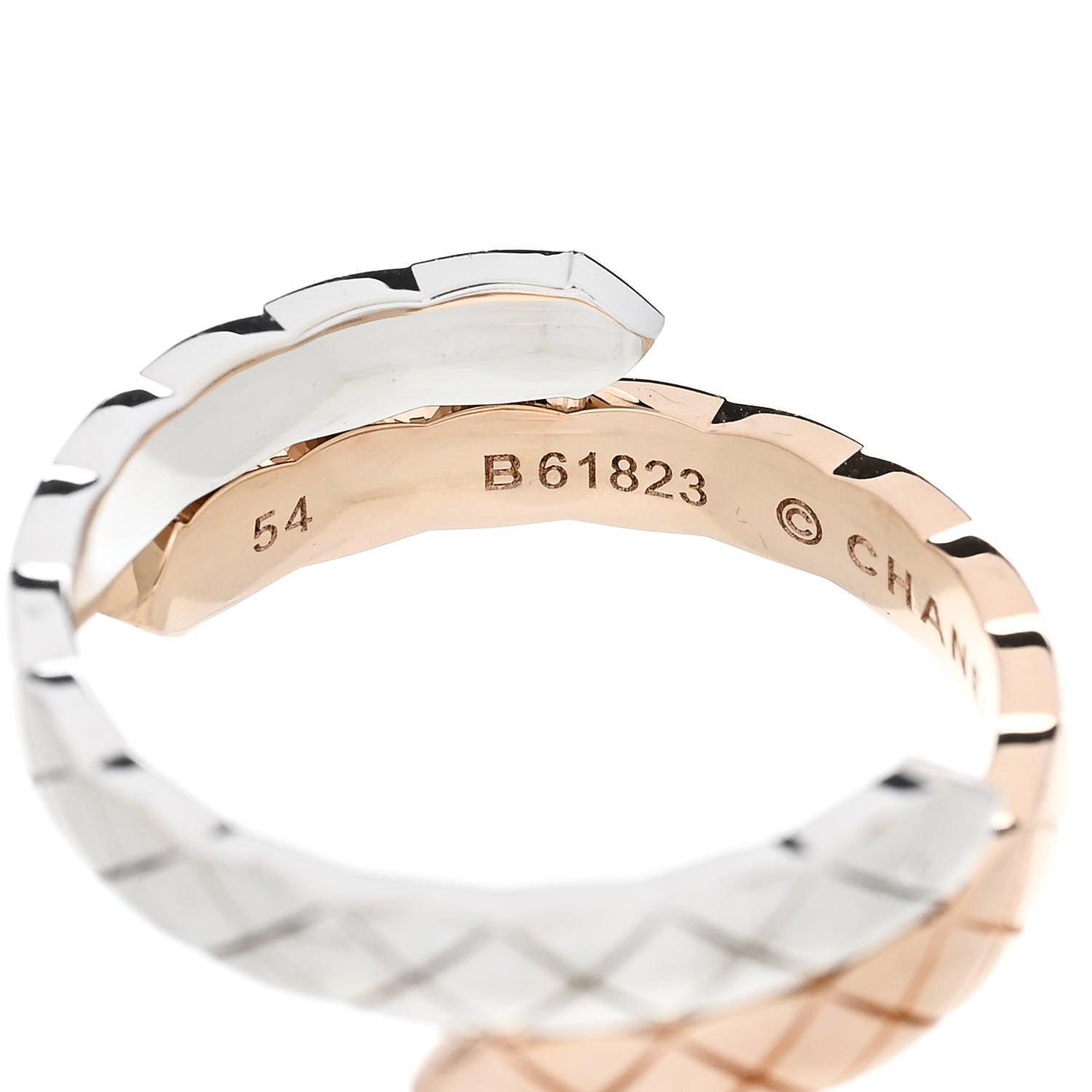 Chanel 18K White Beige Gold Diamond Coco Crush Toi et Moi Ring 54 7 4 of 5