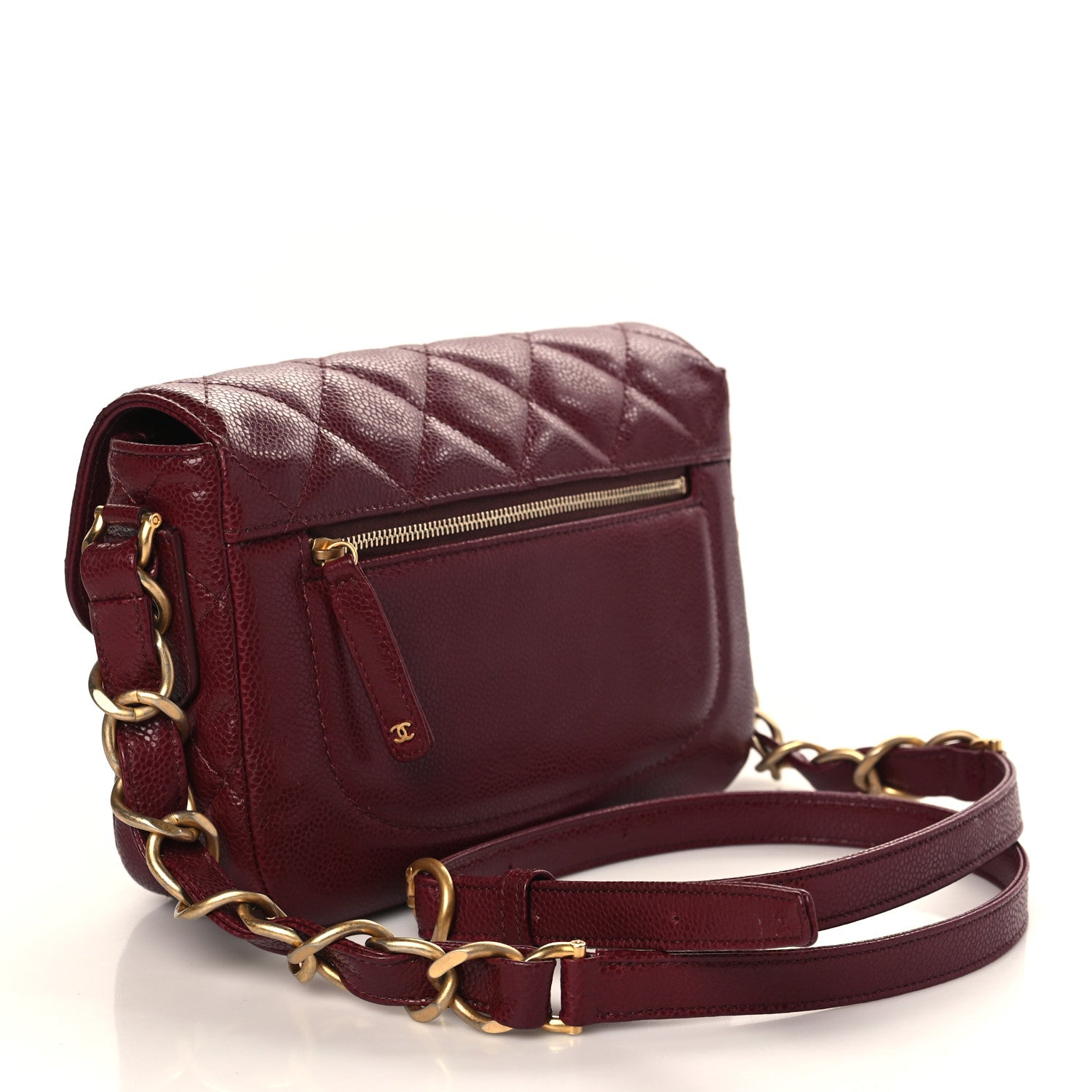 Chanel Caviar Quilted Small Messenger Flap Burgundy 3 of 9