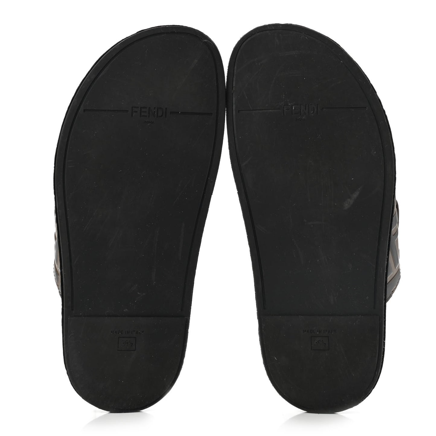 Calfskin FF Embossed Slide Sandals 38.5 Maya Black