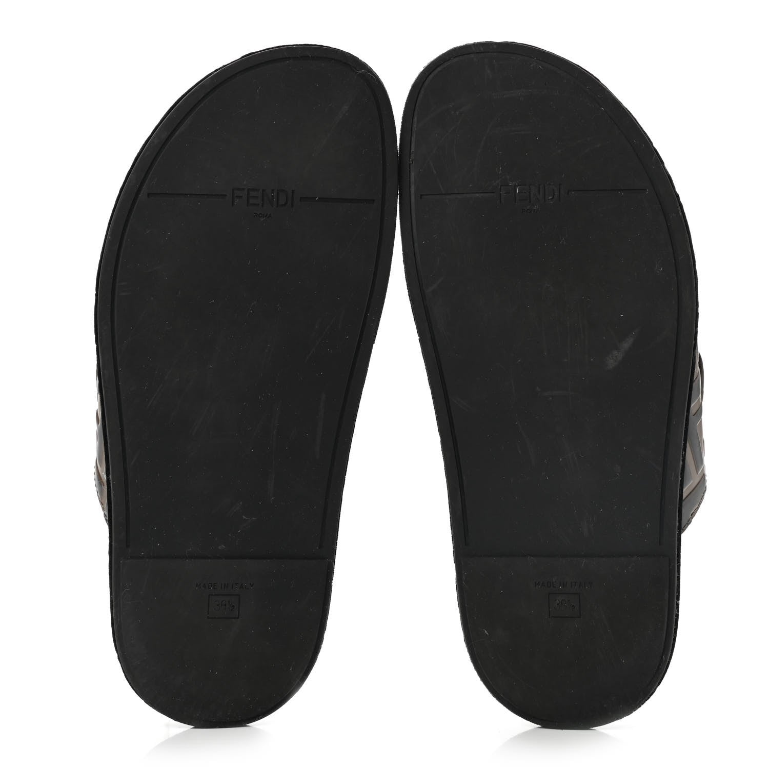 Fendi Calfskin FF Embossed Slide Sandals 38.5 Maya Black 5 of 12