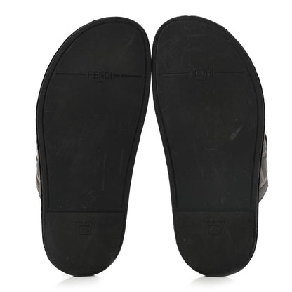 Fendi Calfskin FF Embossed Slide Sandals 38.5 Maya Black 5 of 12