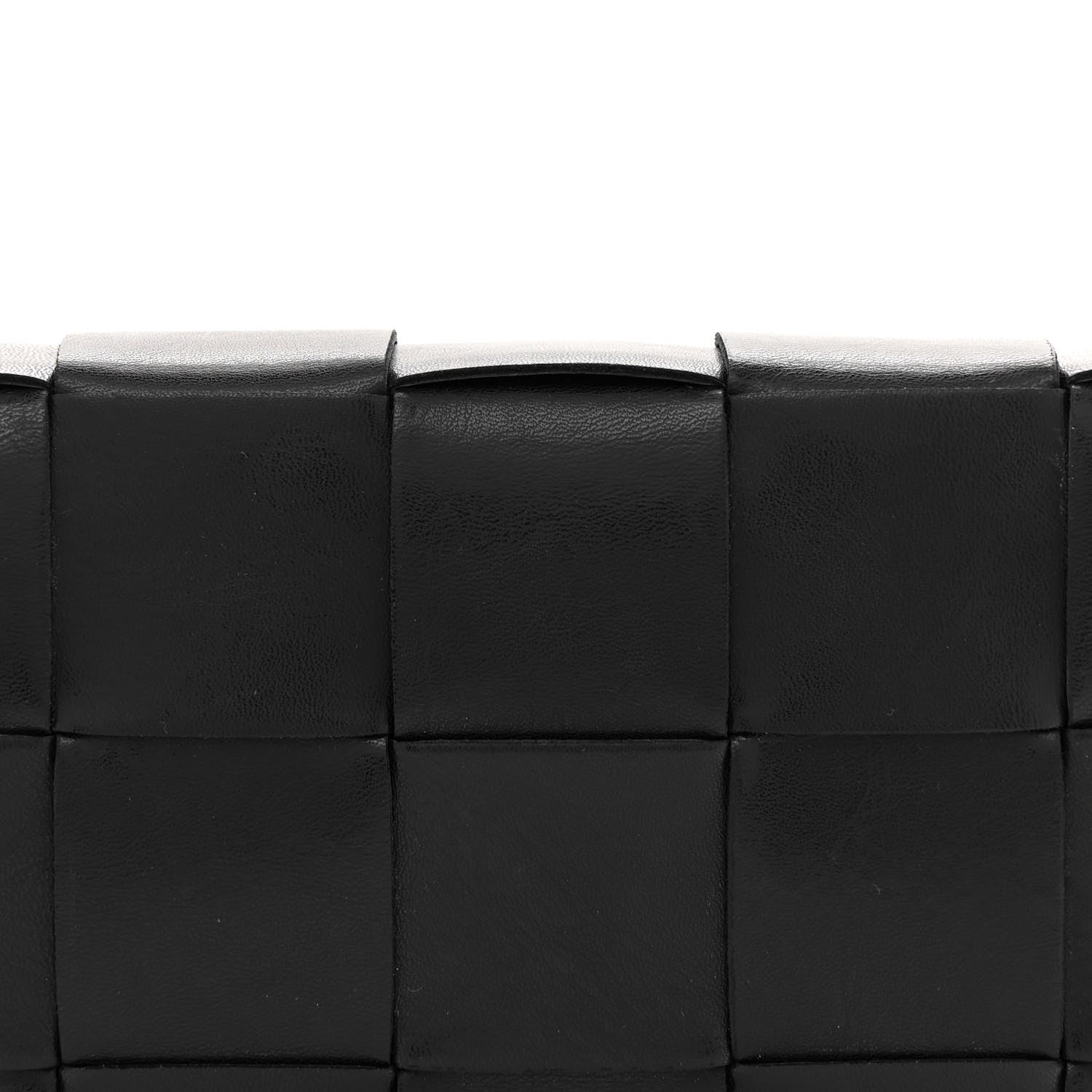 Bottega Veneta Calfskin Maxi Intreccio Cassette With Strap Bag Black 7 of 9