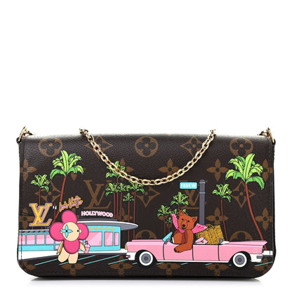 Louis Vuitton Monogram 2021 Christmas Animation Hollywood Pochette Felicie Chain Wallet Fuchsia 1 of 8