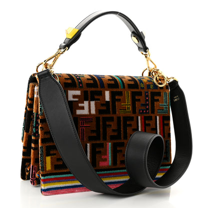 Fendi Velvet Vitello Dolce Fun Fair Kan I Shoulder Bag Tobacco Multicolor Black 3 of 10