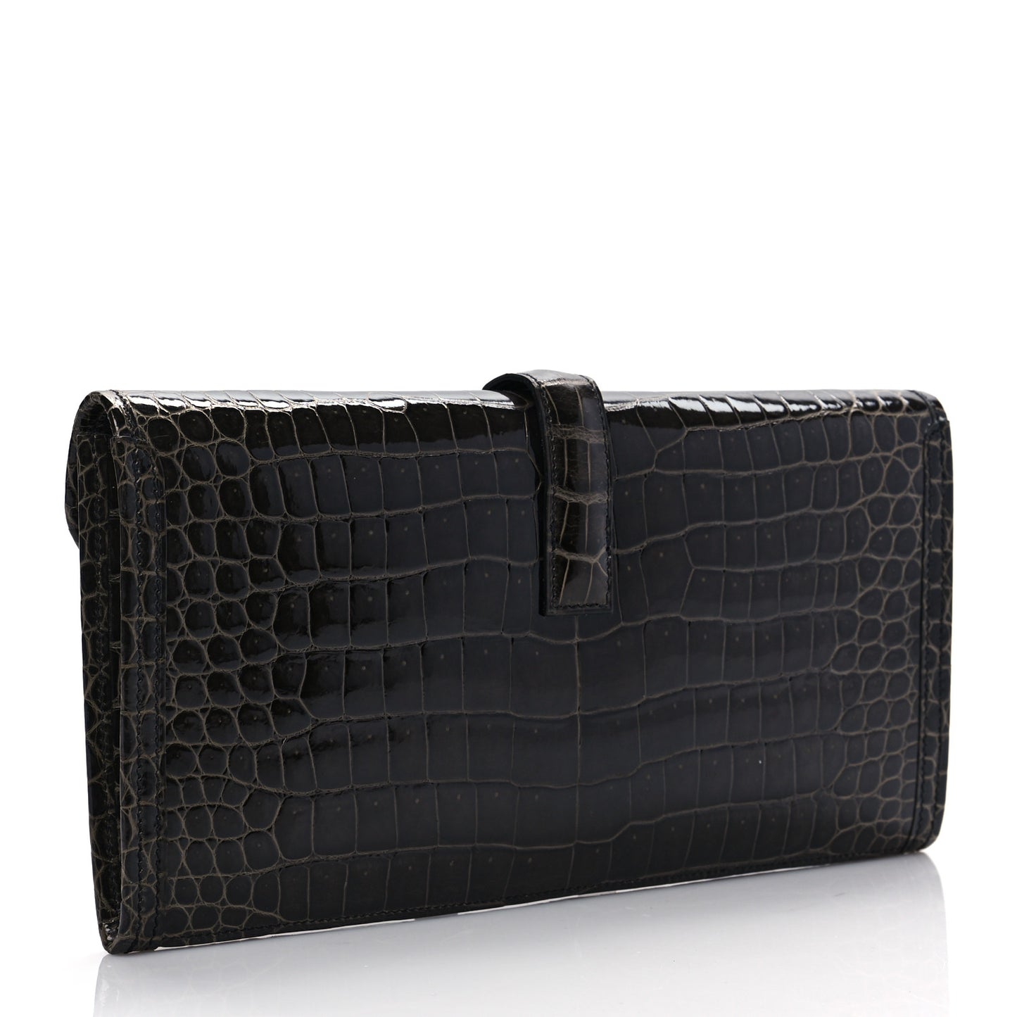 Shiny Porosus Crocodile Jige Elan 29 Clutch Graphite