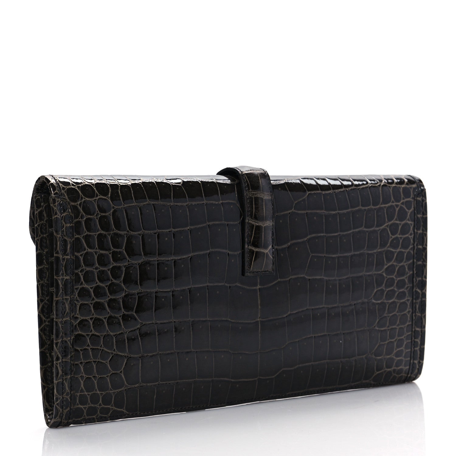 Hermes Shiny Porosus Crocodile Jige Elan 29 Clutch Graphite 3 of 9