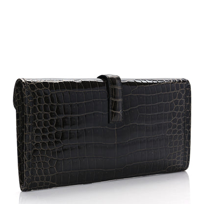 Hermes Shiny Porosus Crocodile Jige Elan 29 Clutch Graphite 3 of 9