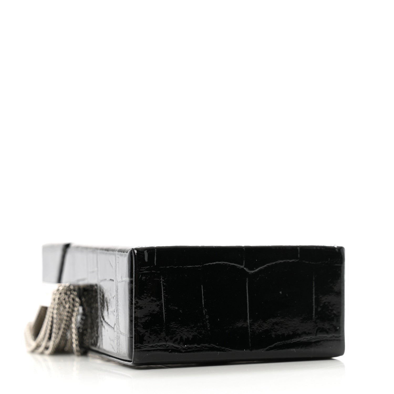 Saint Laurent Calfskin Crocodile Embossed Smoking Box Crossbody Black 4 of 10