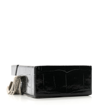 Saint Laurent Calfskin Crocodile Embossed Smoking Box Crossbody Black 4 of 10