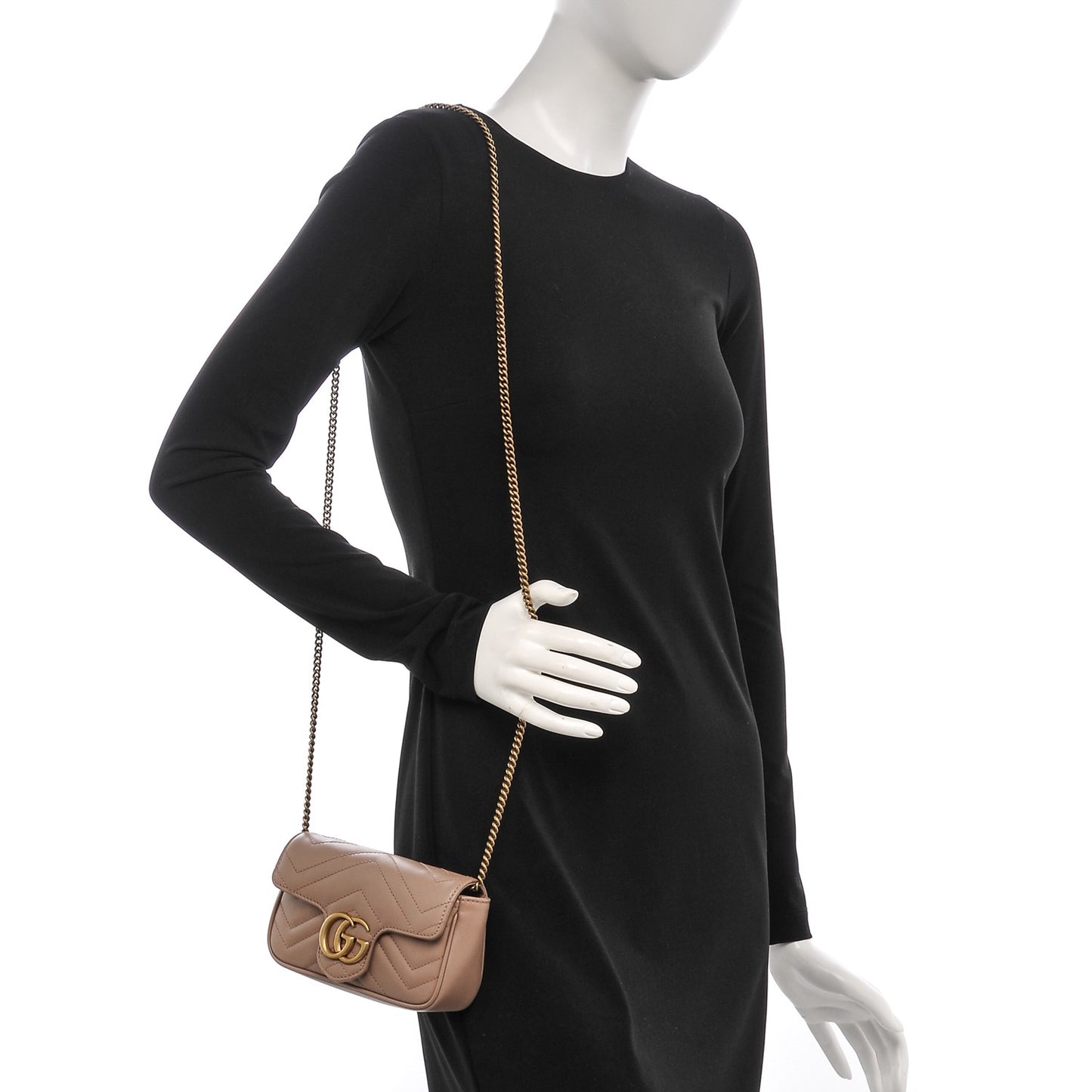 Calfskin Matelasse Super Mini GG Marmont Shoulder Bag Porcelain Rose