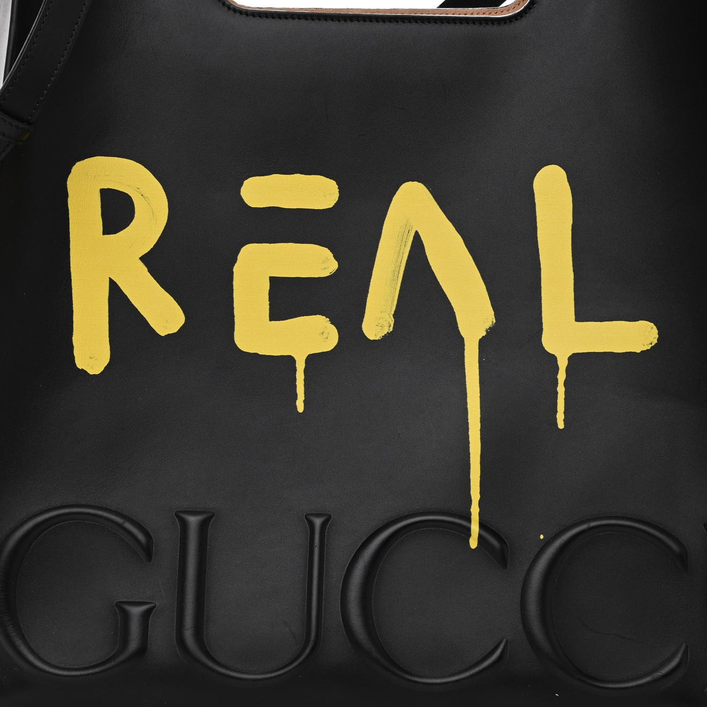 Calfskin GucciGhost Real Medium XL Tote Black Yellow
