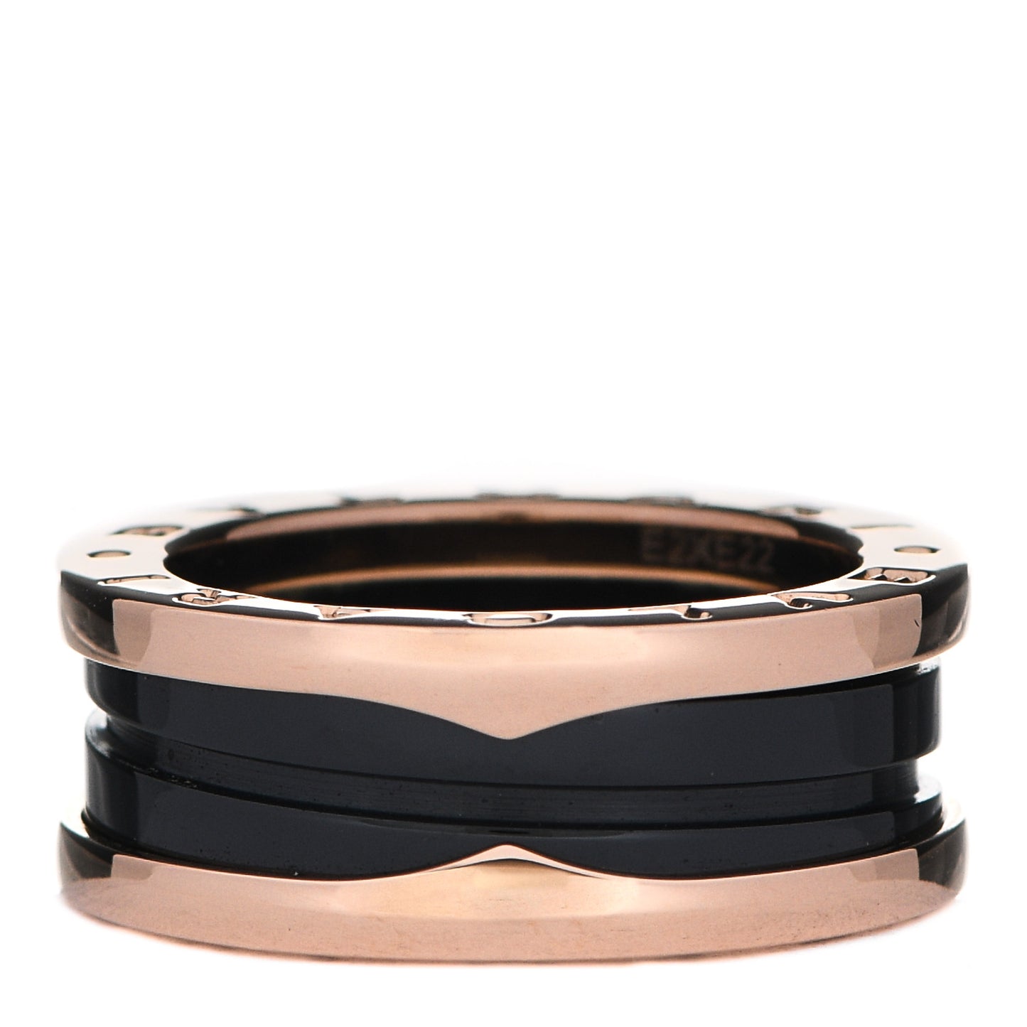 18K Rose Gold Black Ceramic B.Zero1 Two-Band Ring 53 6.25