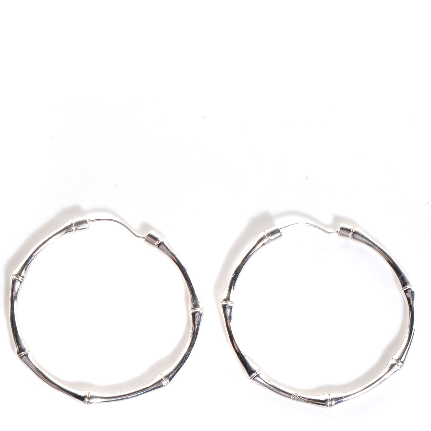Gucci Sterling Silver Bamboo Hoop Earrings 1 of 3