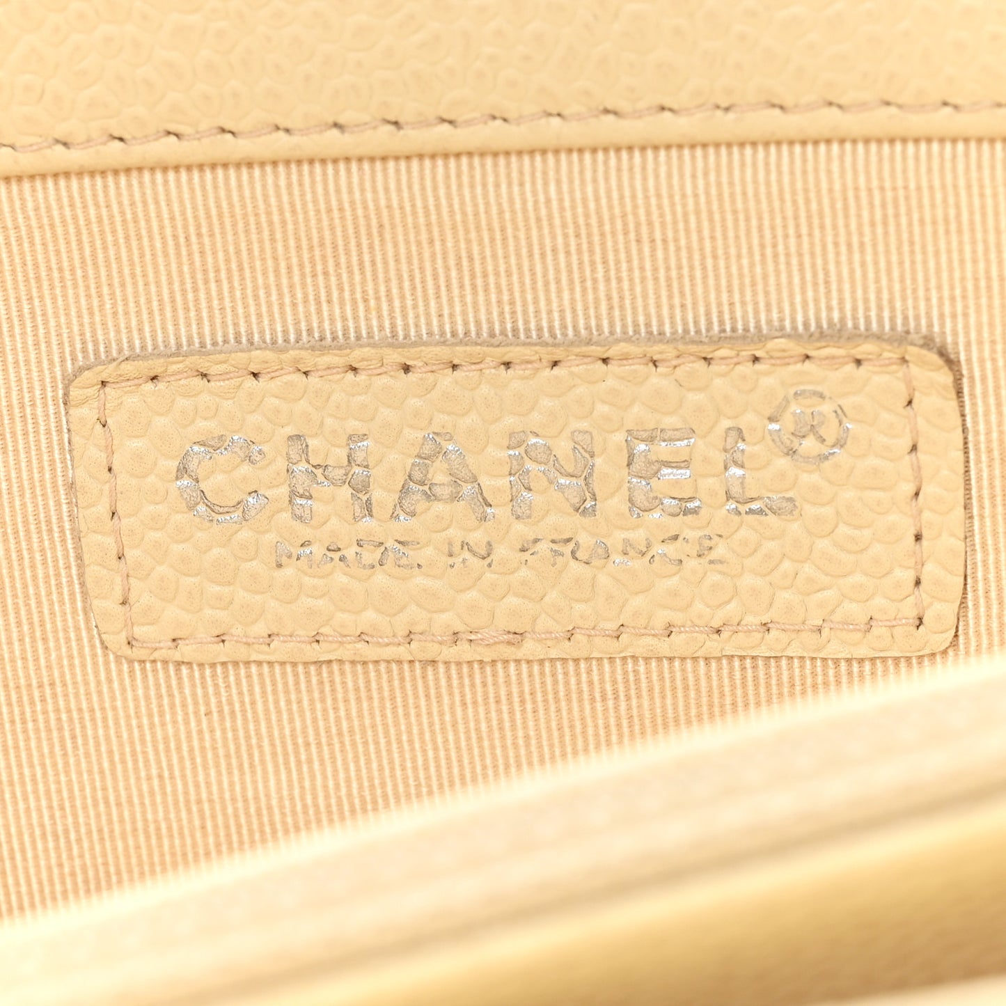 Caviar Quilted CC Shoulder Bag Beige