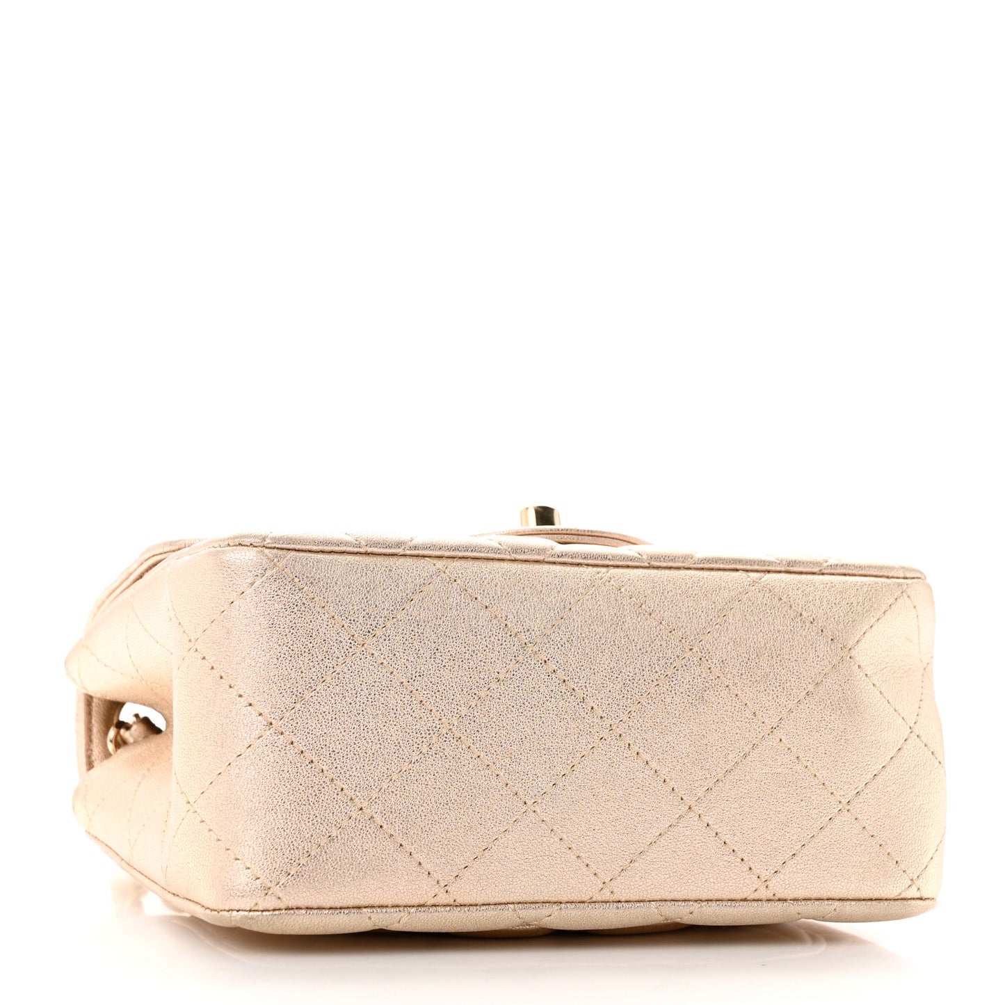 Metallic Lambskin Quilted Mini Square Flap Gold
