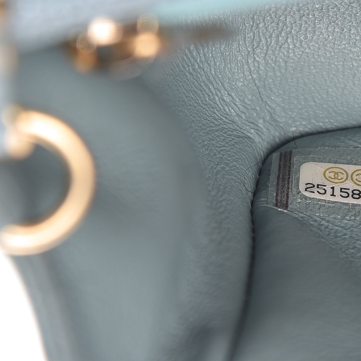 Iridescent Caviar Quilted Mini Rectangular Flap Light Blue