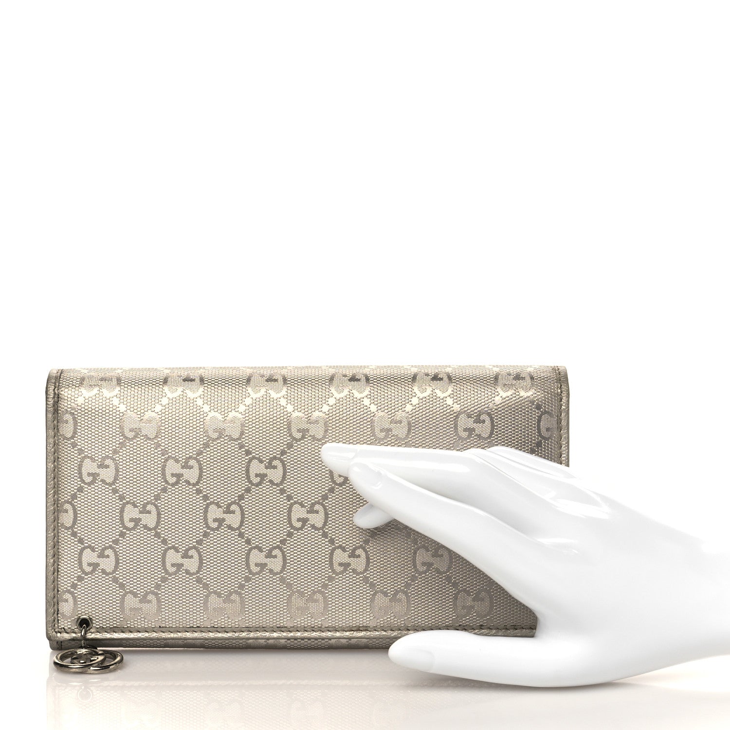 Gucci Imprime Monogram GG Pierce Continental Wallet Silver 2 of 7