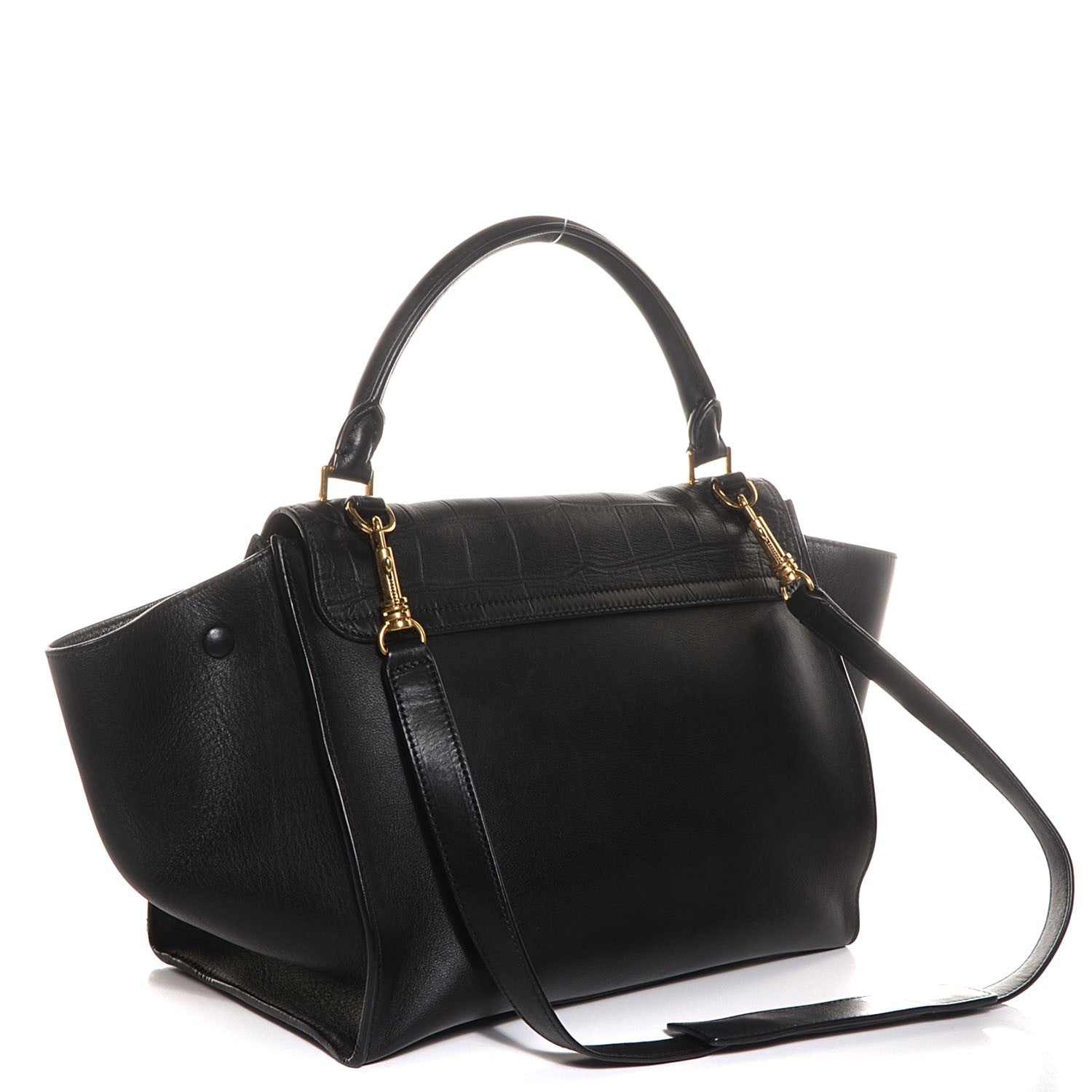 Celine Crocodile Embossed Medium Trapeze Black 3 of 8