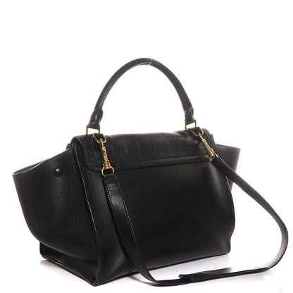 Celine Crocodile Embossed Medium Trapeze Black 3 of 8