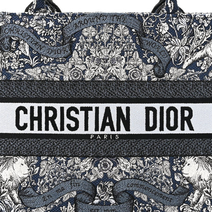 Christian Dior Canvas Embroidered Medium Around The World Book Tote Blue 8 of 10
